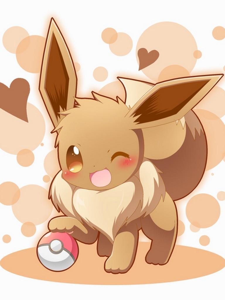 Eevee Pokémon con Pokeball, 768x1024 Verticale, Mobile