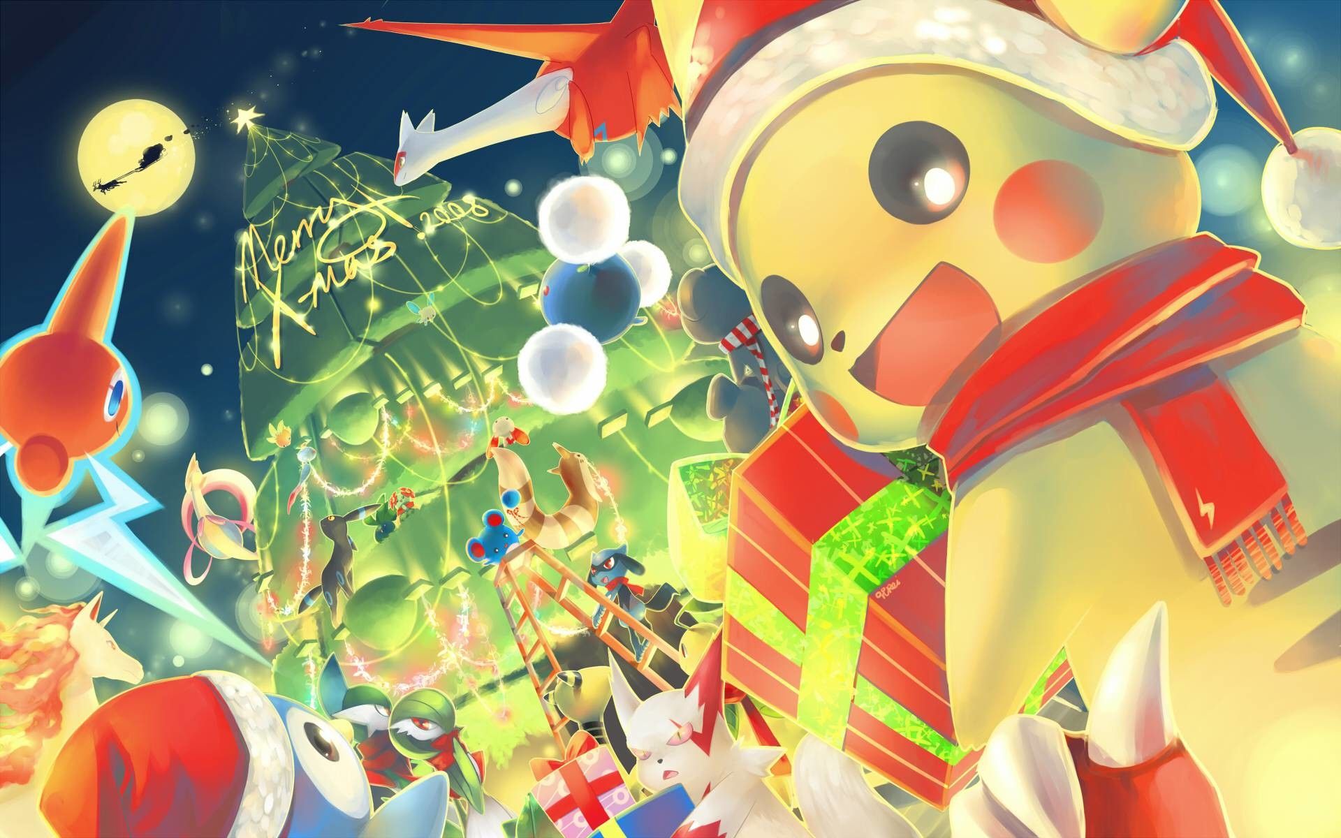 Pikachu ed Eevee natalizi, Pokémon, 1920x1080 1080p, Desktop
