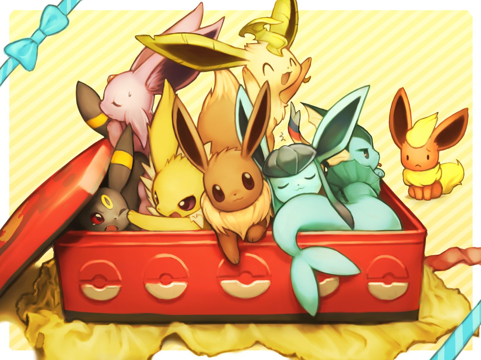 Eevee ed evoluzioni in scatola, Pokémon, 1600x1200 HD Ready, Desktop