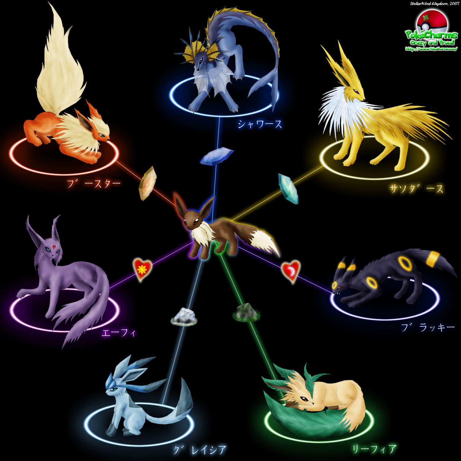 Evoluzioni di Eevee Pokemon, creature tascabili, 1500x1500 720p, PC