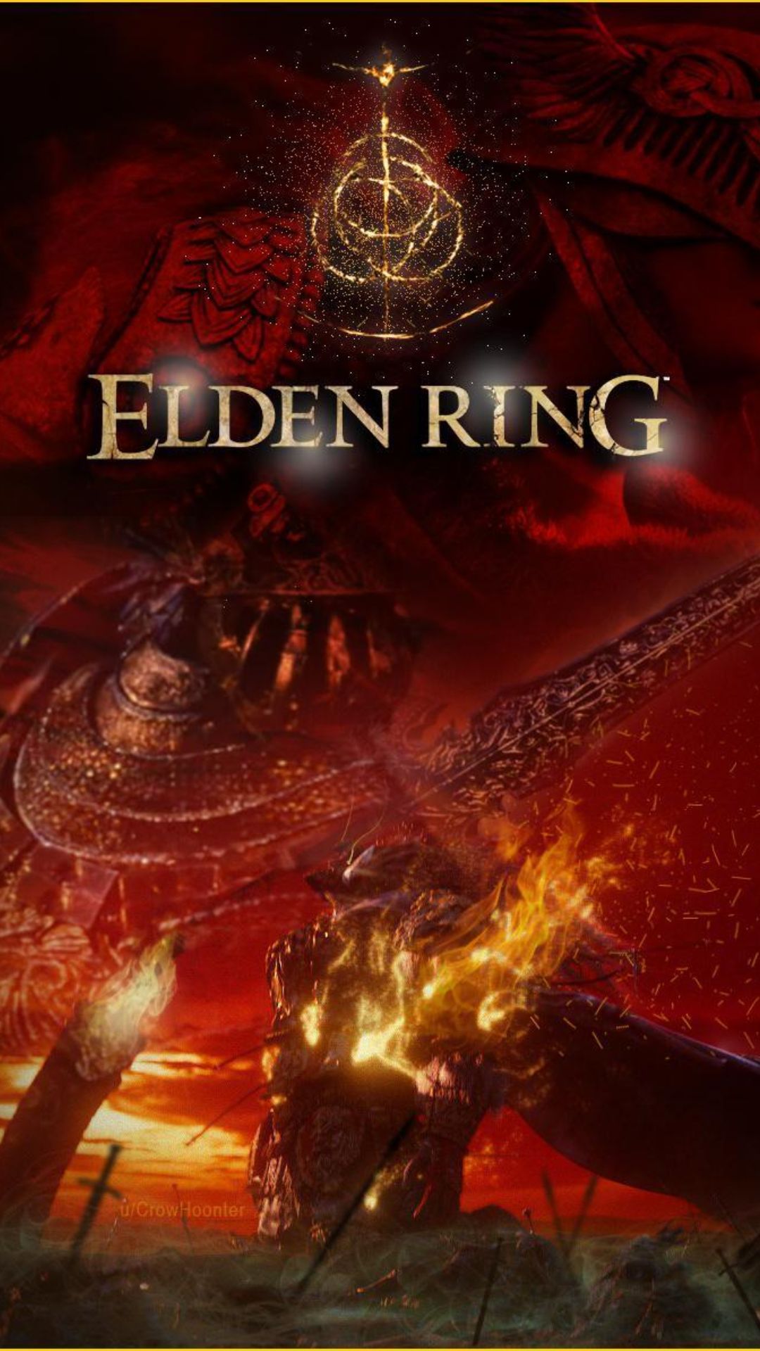 Elden Ring logo cavaliere fiammeggiante, 1080x1920 Full HD Verticale, Smartphone