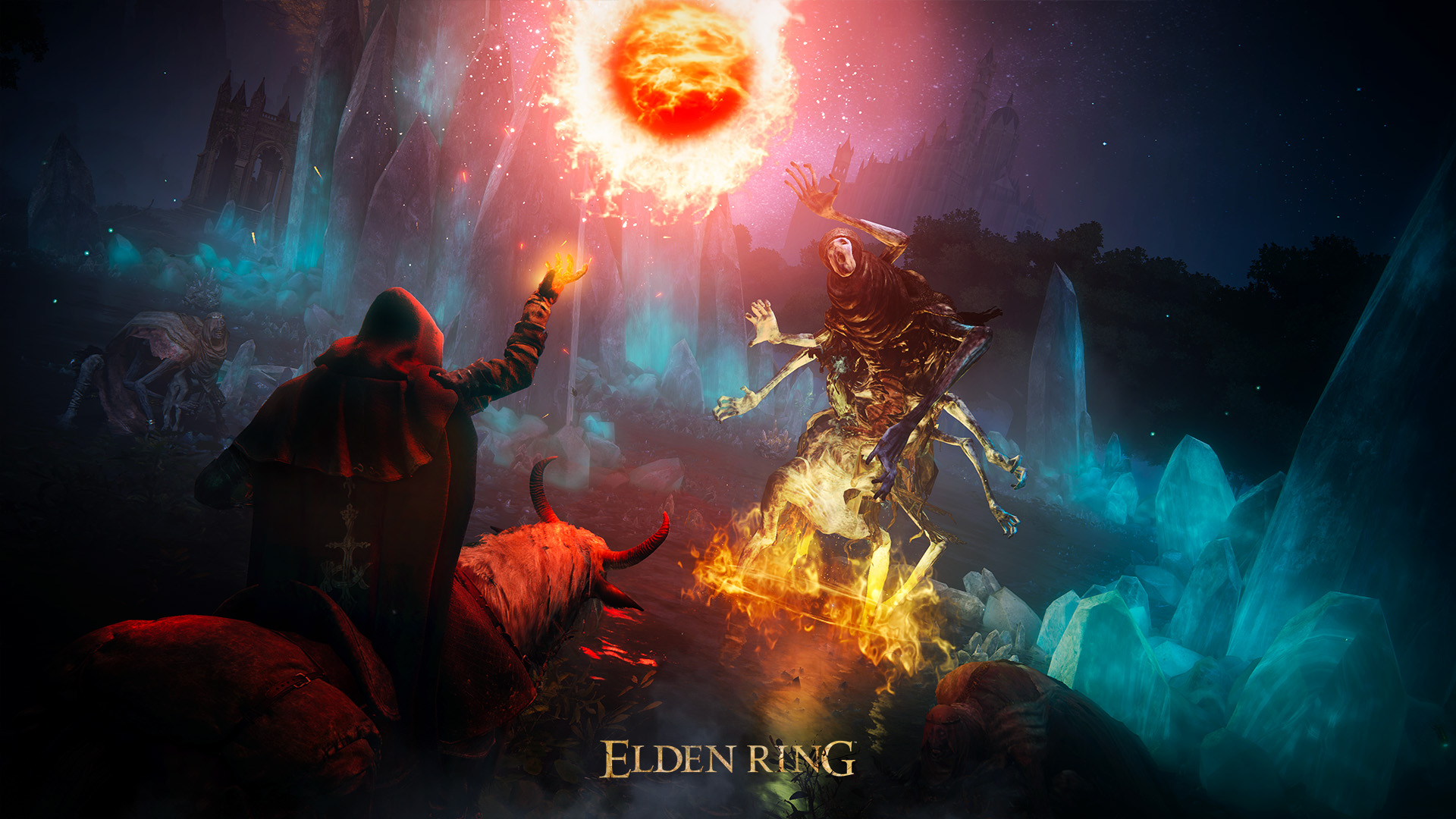 Elden Ring stregone e nemico infuocato, 1920x1080 Full HD 1080p, Desktop