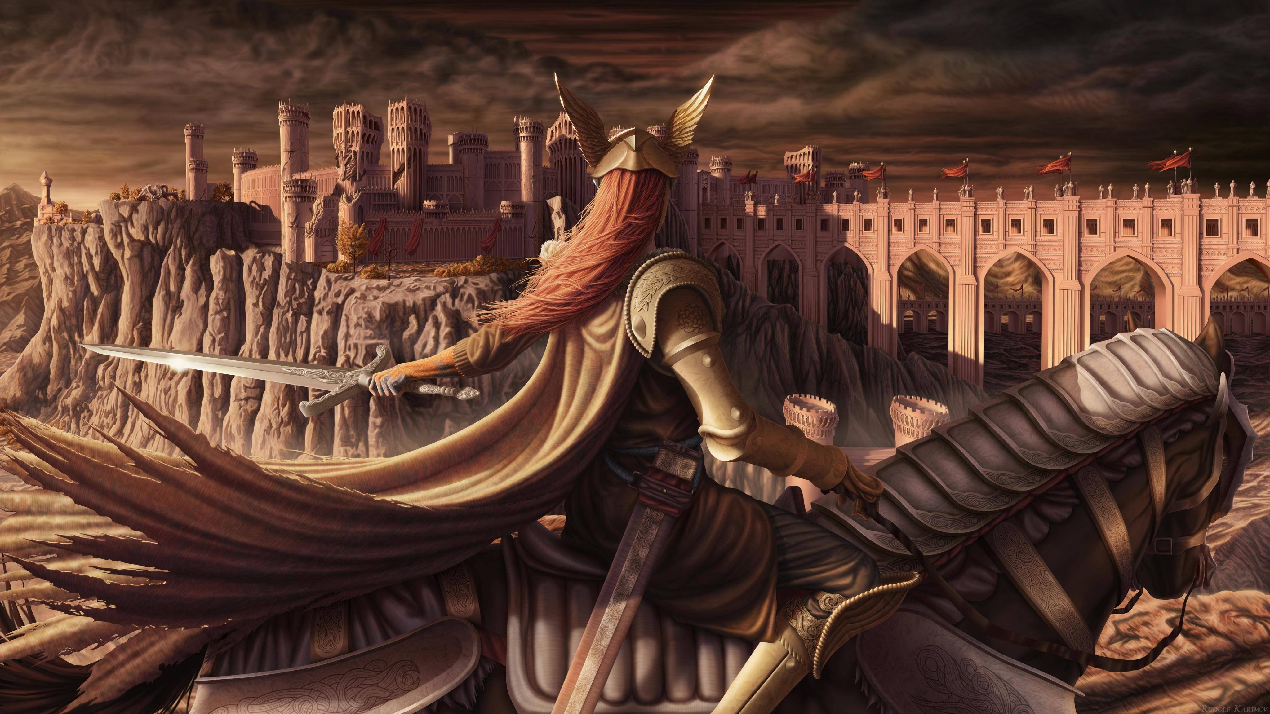 Cavaliere Elden Ring castello dorato, 4096x2304 UHD, PC 4K