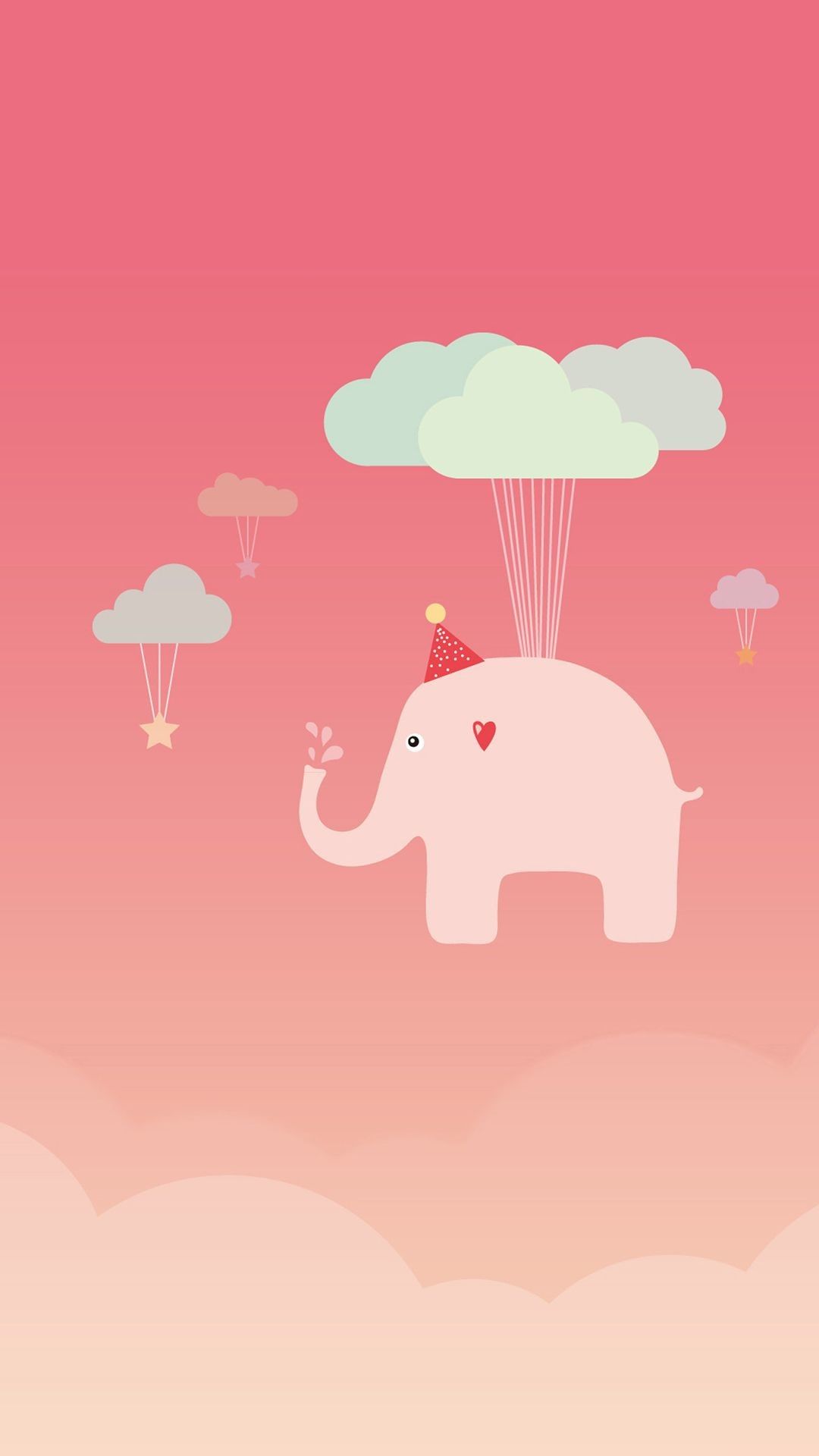 Elefante rosa con nuvole, 1080x1920 Full HD Verticale, iPhone