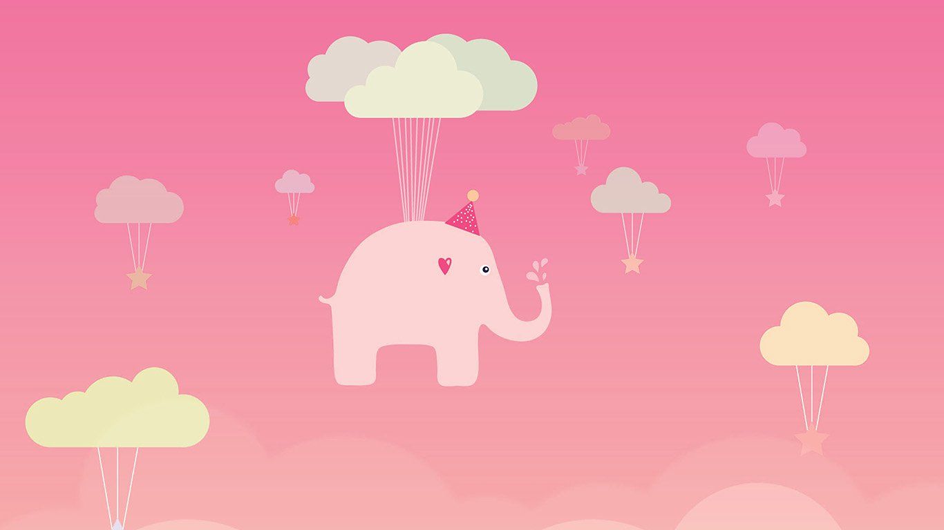 Elefantino rosa con nuvole, 1366x768 HD, Desktop