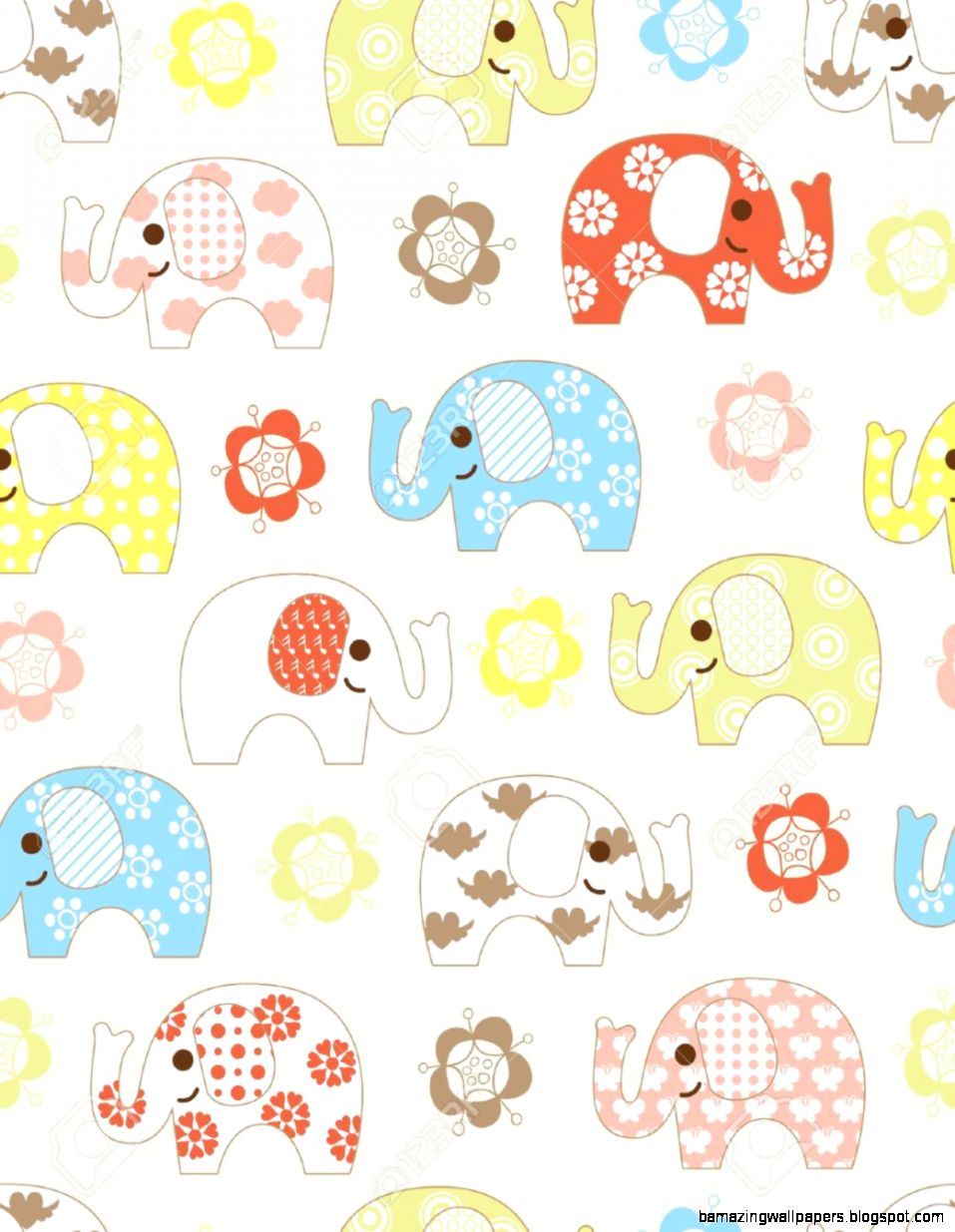 Elefanti carini pattern colorato, 957x1235 Full HD Verticale, iPhone