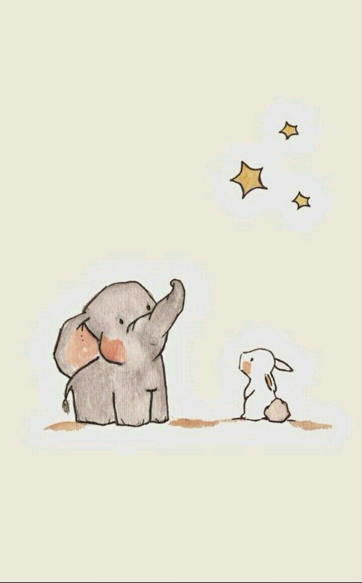 Elefantino e coniglietto sotto stelle, 720x1158 Verticale, Android
