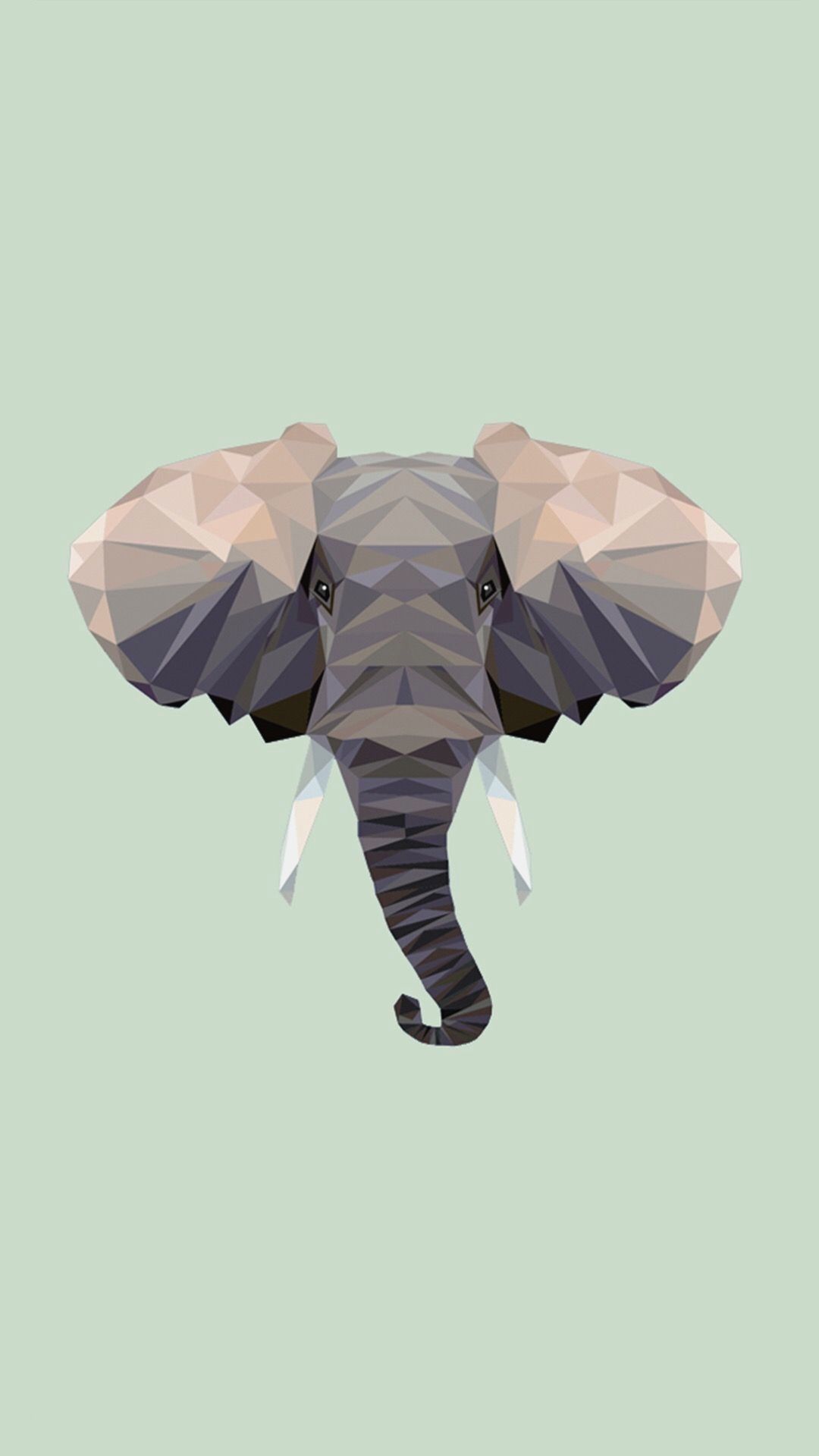 Elefante poligonale sfondo verde, 1080x1920 Verticale, iPhone Pro