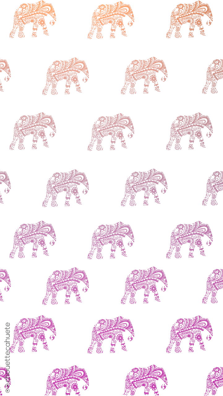 Elefanti pattern arancione rosa viola, 721x1280 Verticale, iPhone Pro Max