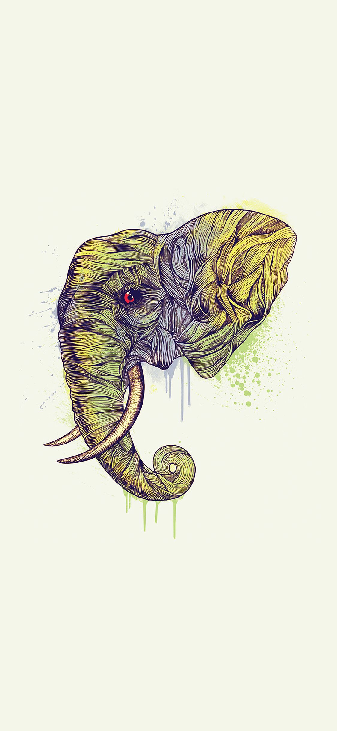 Elefante disegno artistico colorato, 1125x2436 Verticale, iPhone Air