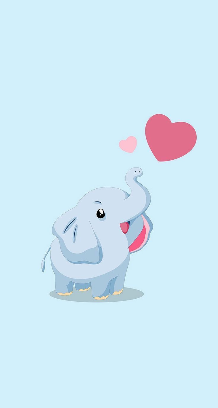 Elefante cartone con cuori, 736x1377 Verticale, iPhone