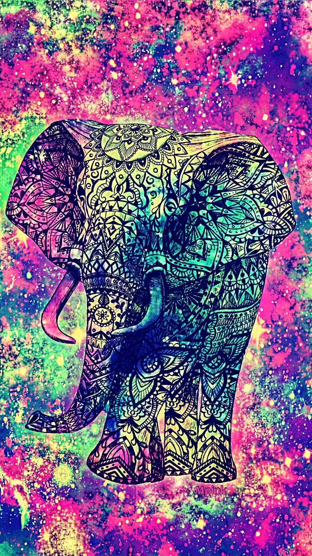 Elefante mandala psichedelico colorato, 1080x1920 Full HD Verticale, iPhone Pro Max