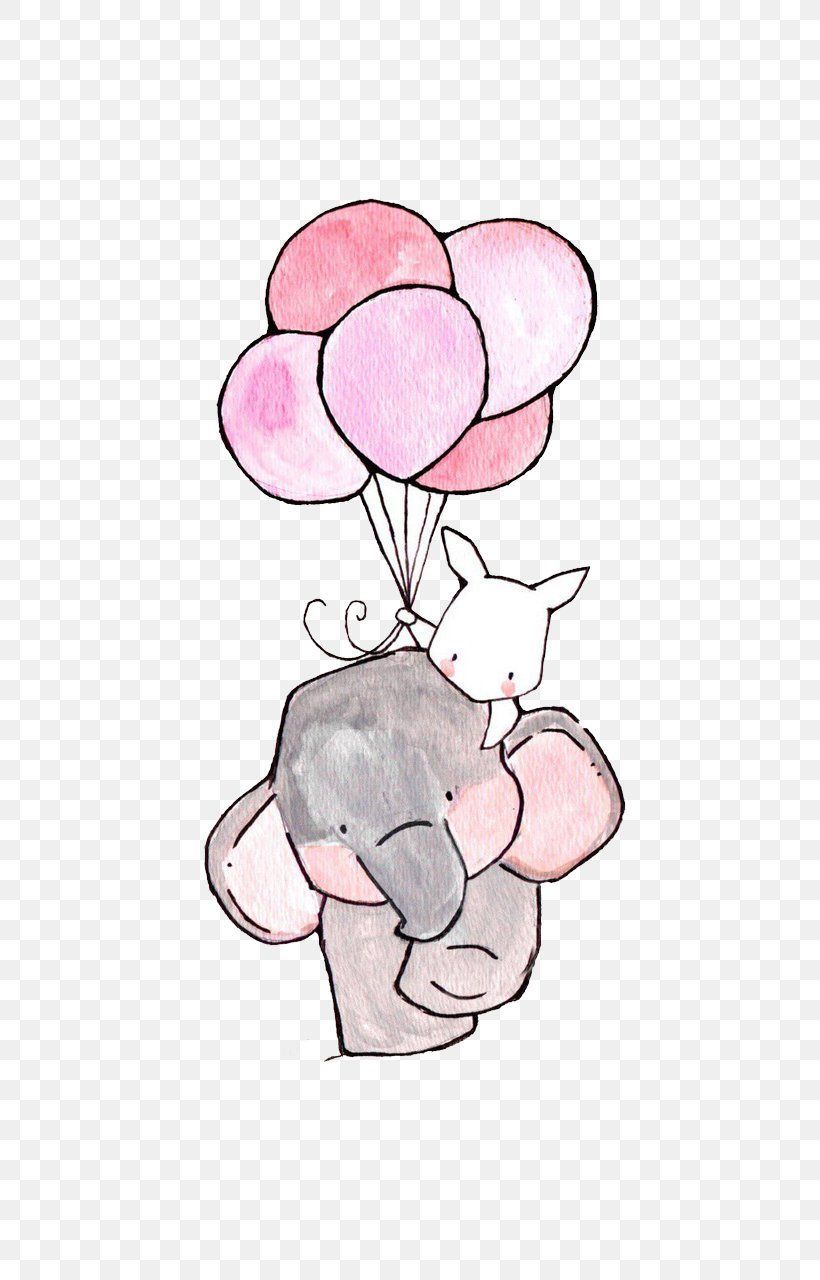 Elefante con palloncini rosa, 800x1422 Verticale, iPhone Plus