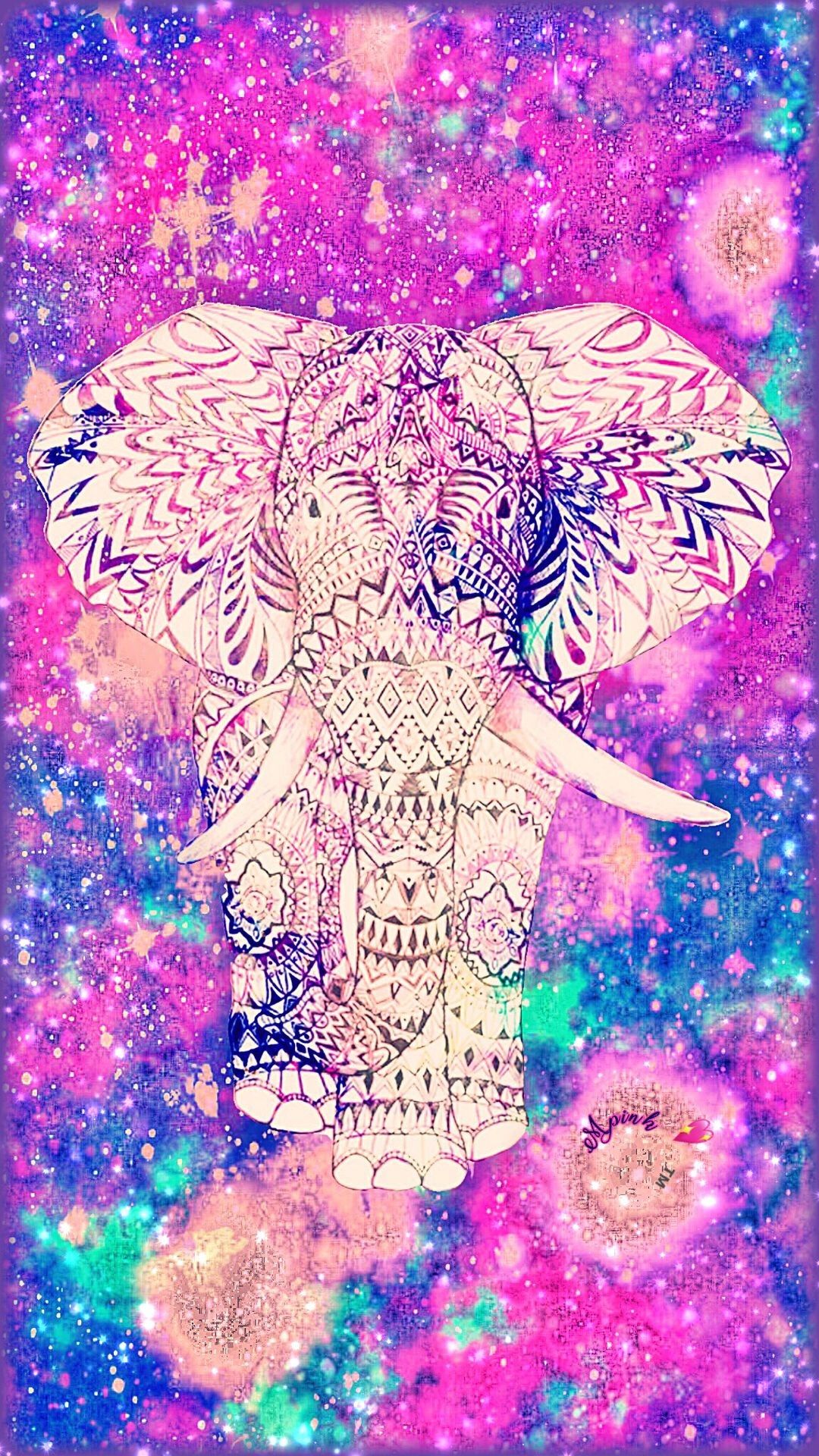 Elefante tribale mandala galassia, 1080x1920 Verticale, iPhone