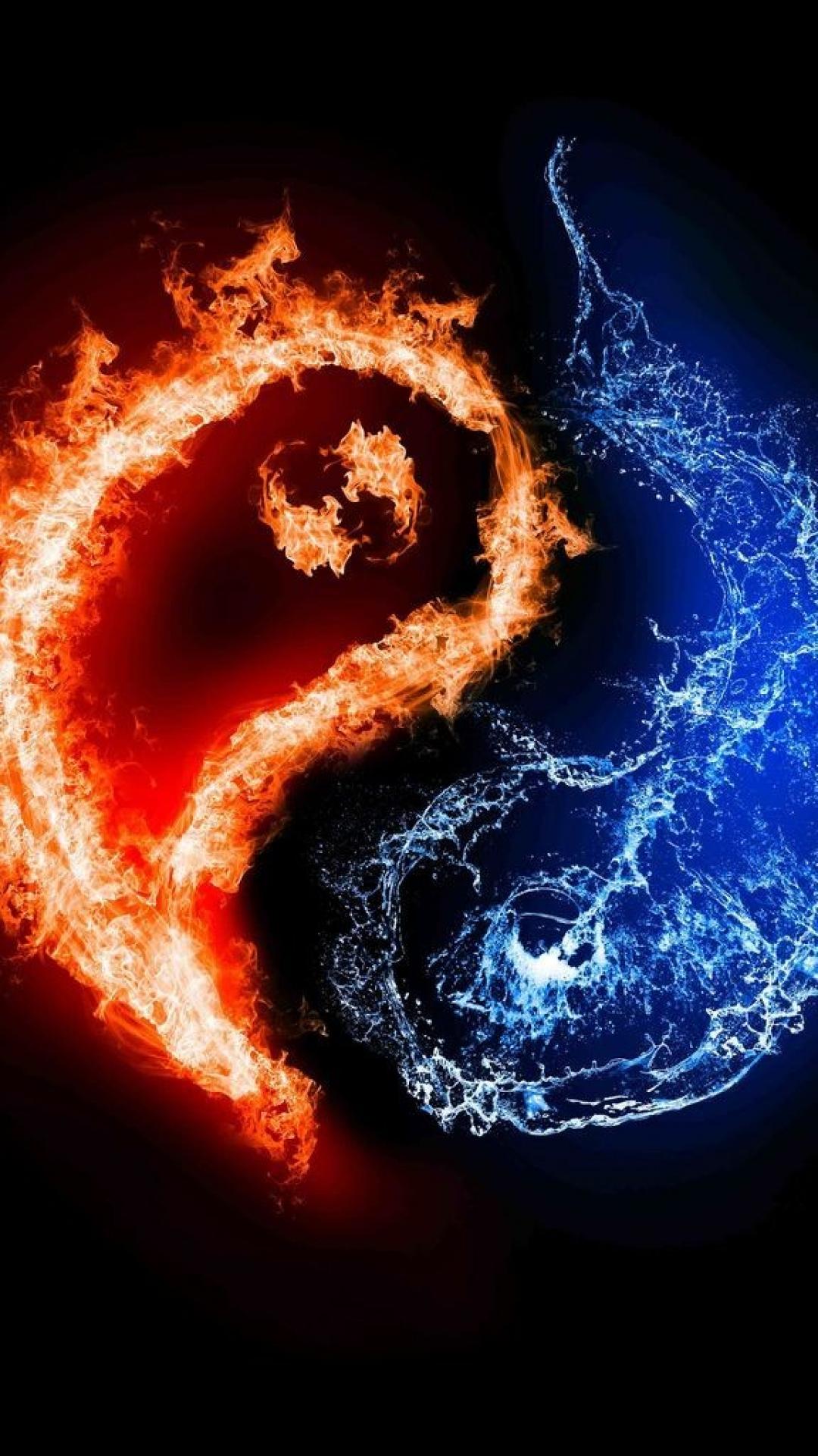 Yin yang fuoco e acqua, 1080x1920 Verticale, iPhone