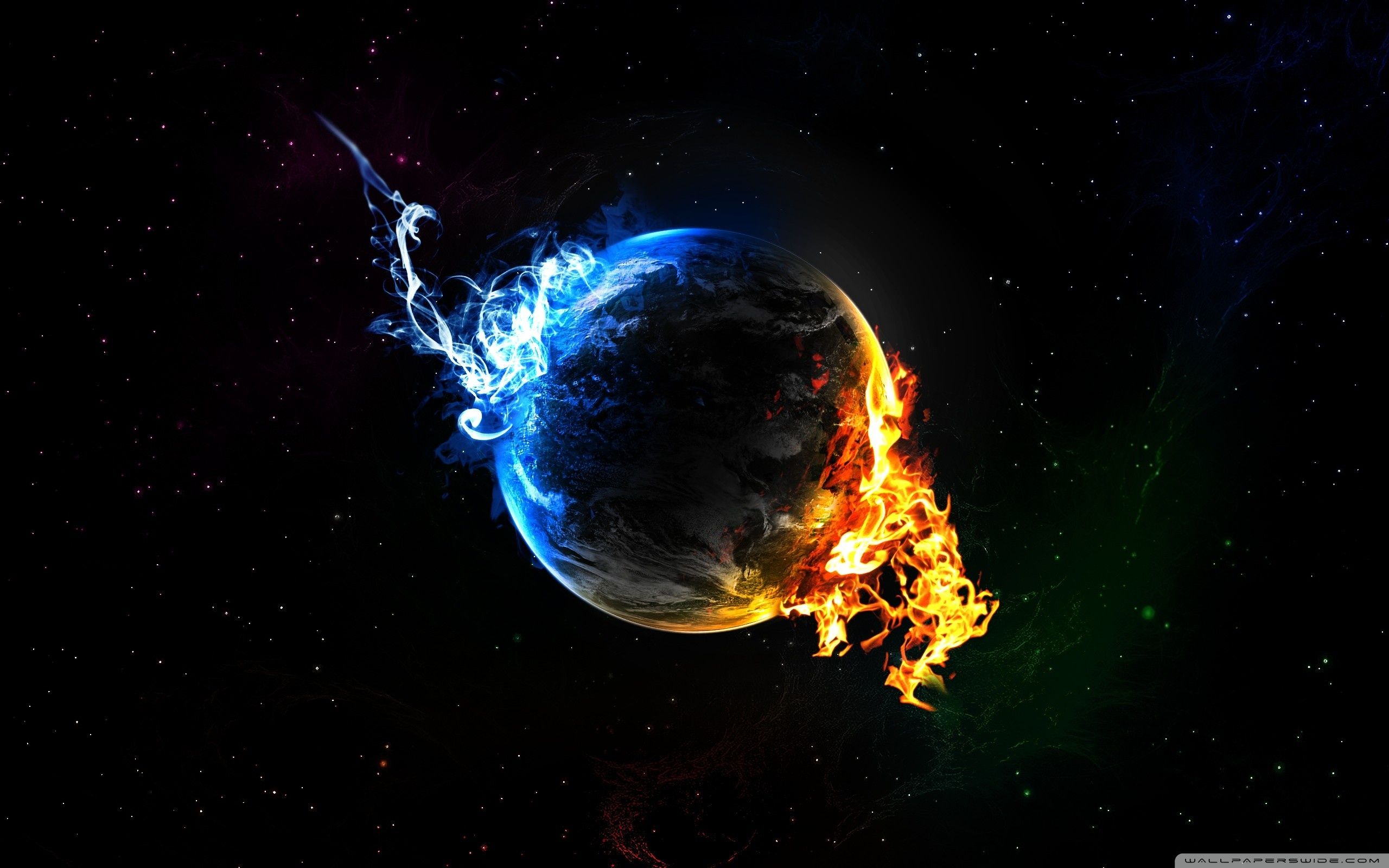 Pianeta fuoco e ghiaccio spazio, 2560x1600 2K+, PC