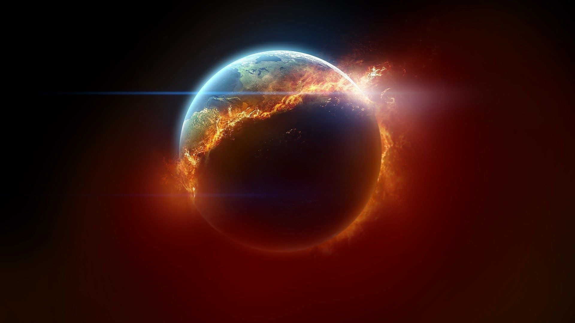 Pianeta in fiamme nello spazio, 1920x1080 1080p, PC Desktop