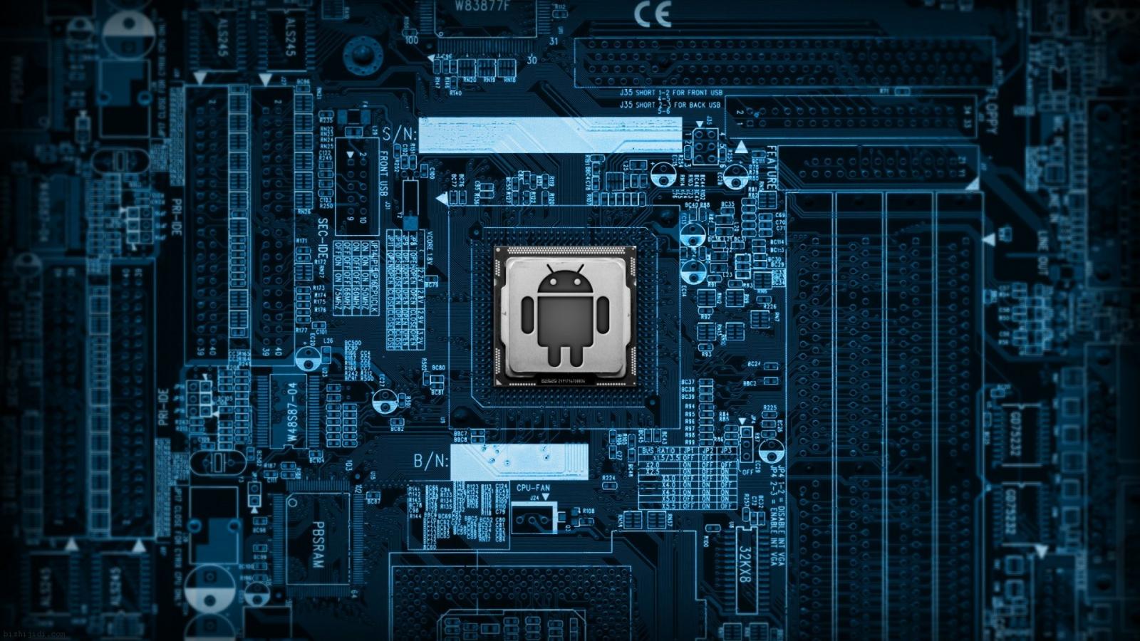 Circuito stampato blu con logo Android, 1600x900 900p, Desktop