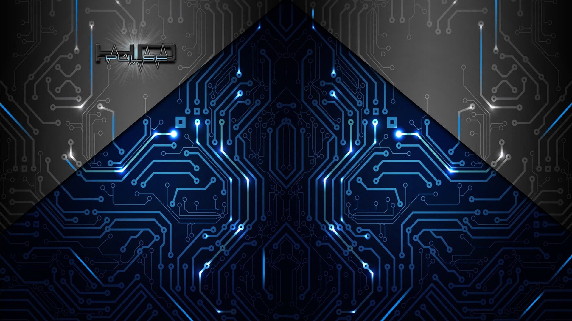 Circuiti blu simmetrici scuri, 1920x1080 Full HD, PC Desktop