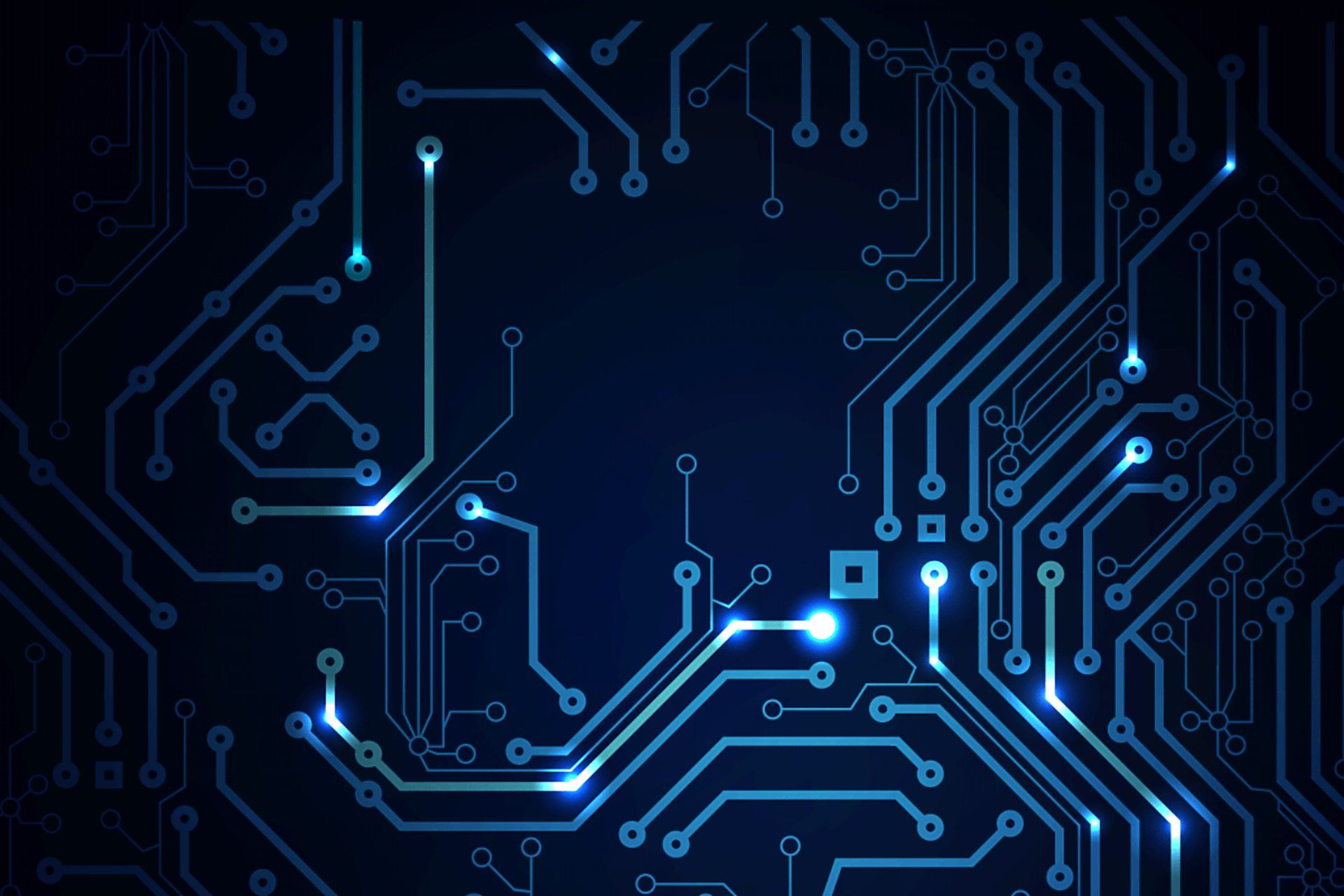 Circuito elettronico blu luminoso, 1920x1280 Full HD+, PC