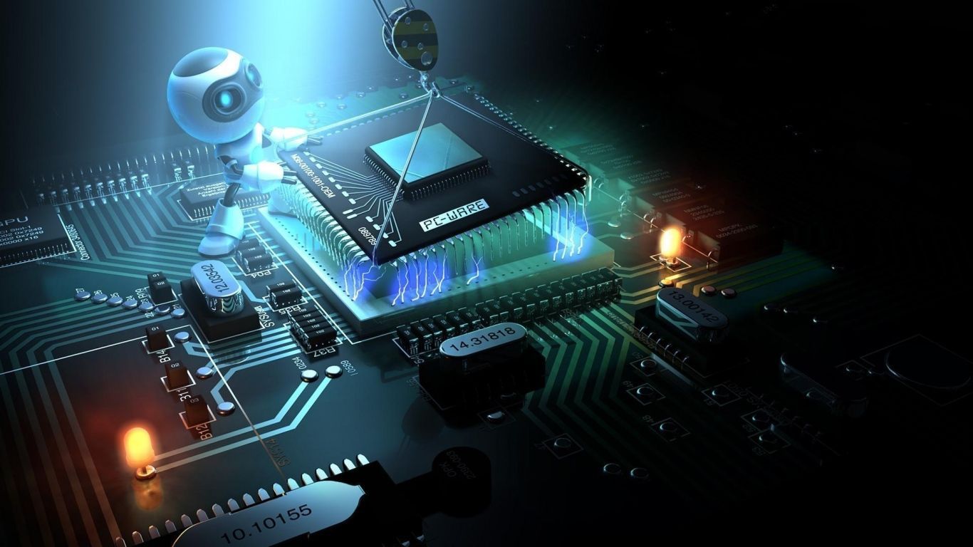 Microchip su circuito stampato, 1366x768 720p, iMac