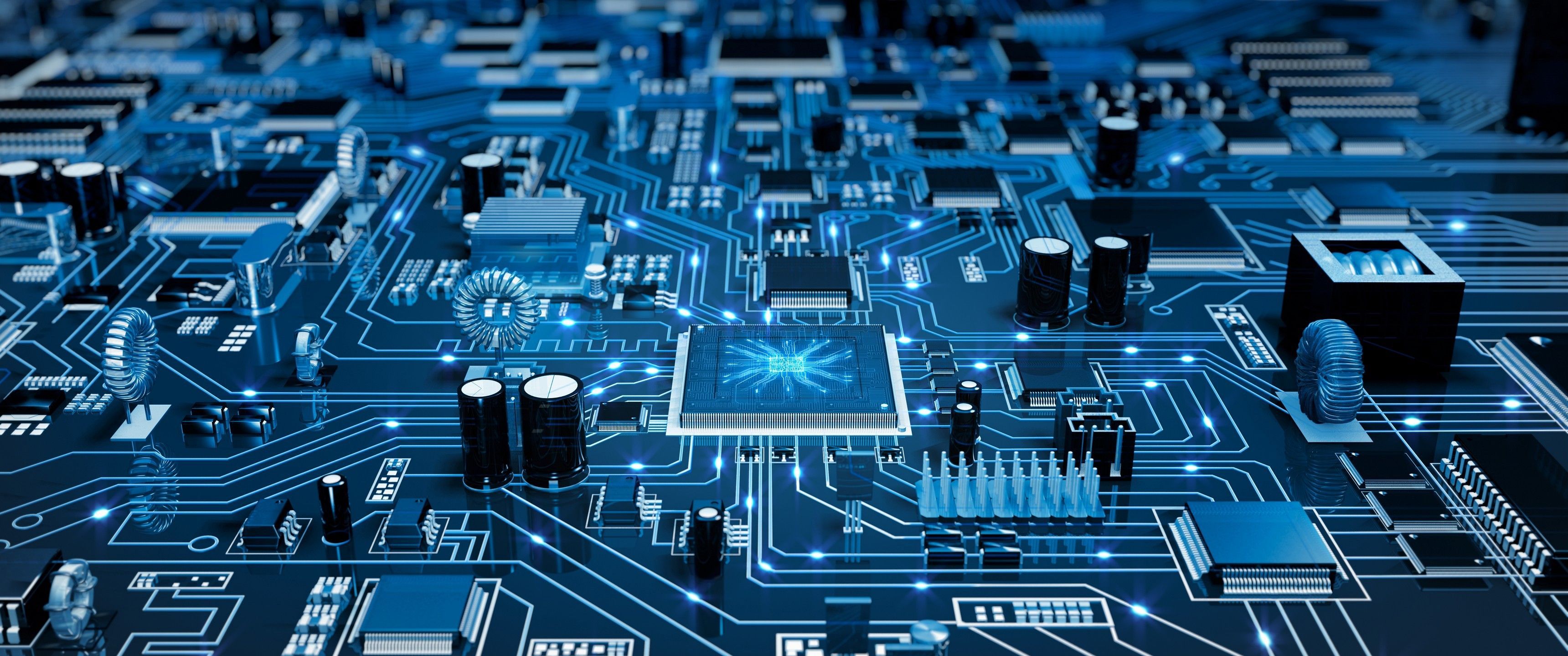 Circuito elettronico blu, 3440x1440 Ultrawide, Dual Monitor