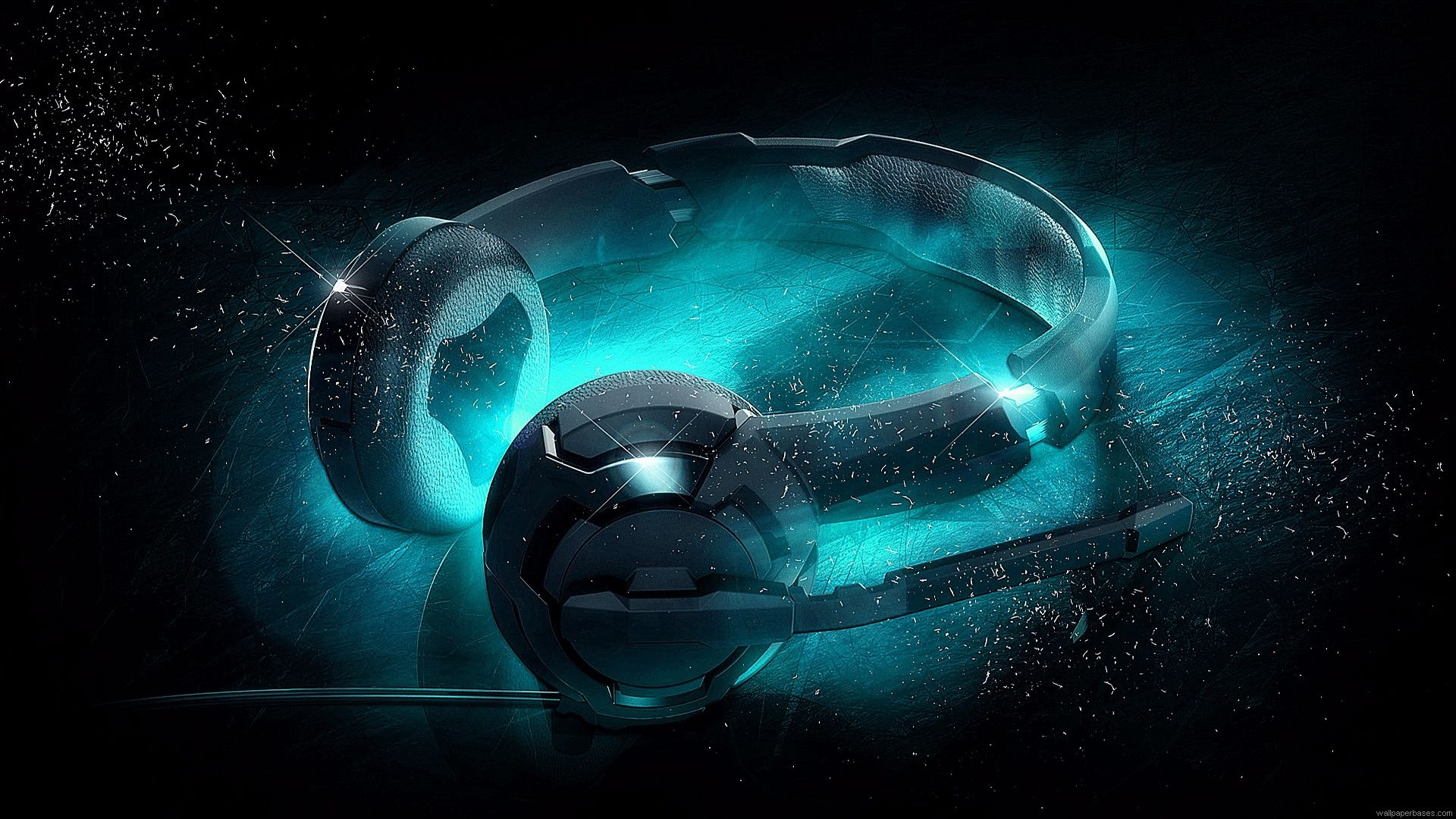 Cuffie futuristiche luce blu, 1920x1080 1080p, Desktop