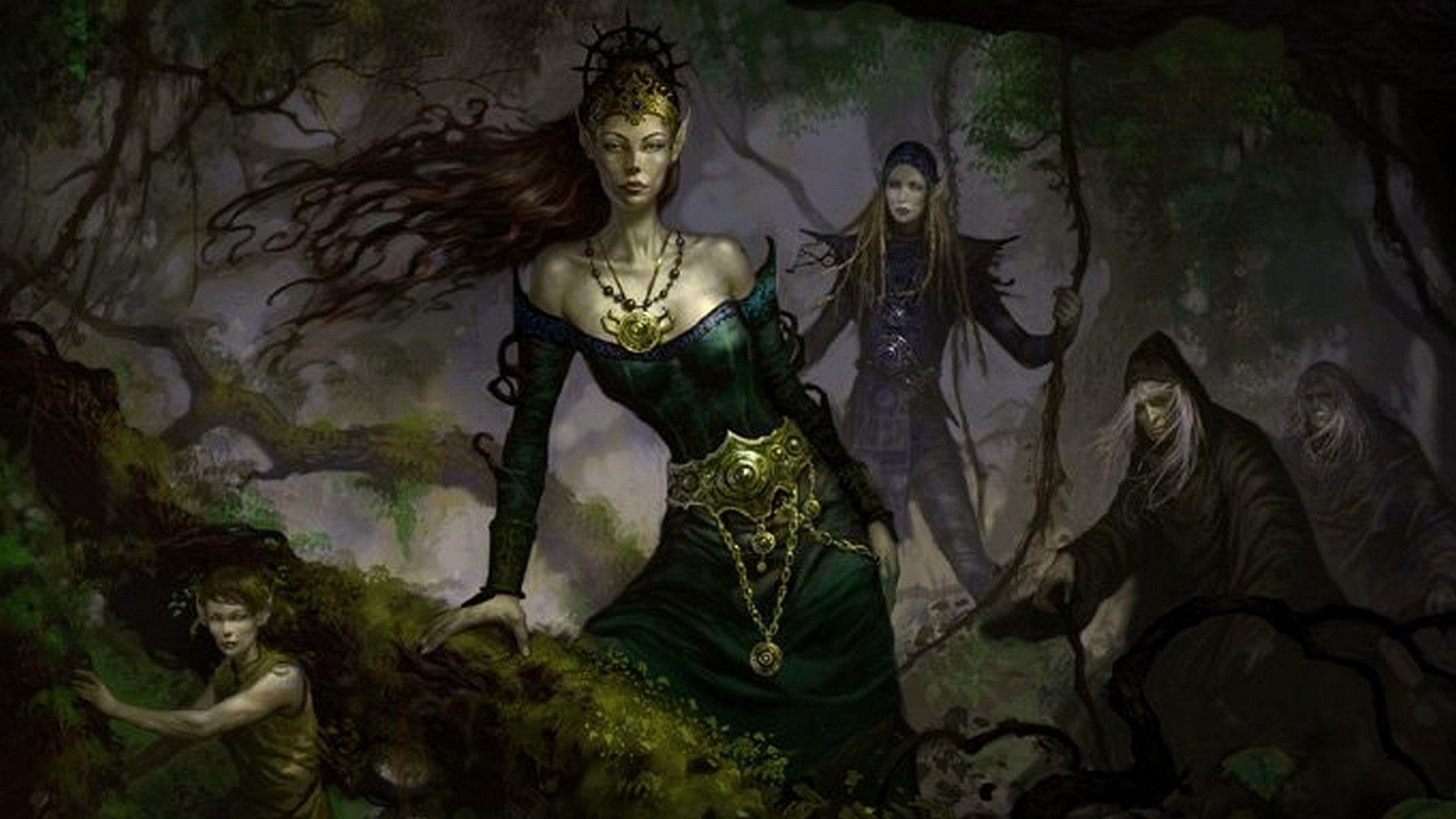 Elfa nella foresta scura, 1920x1080 1080p, Laptop