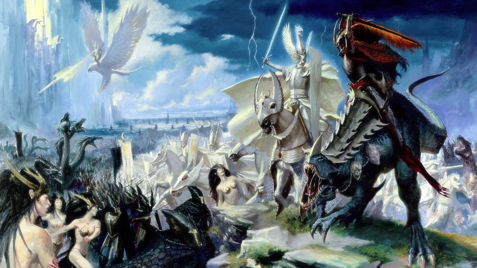 Elfi guerrieri battaglia fantasy, 1920x1080 Full HD, Laptop