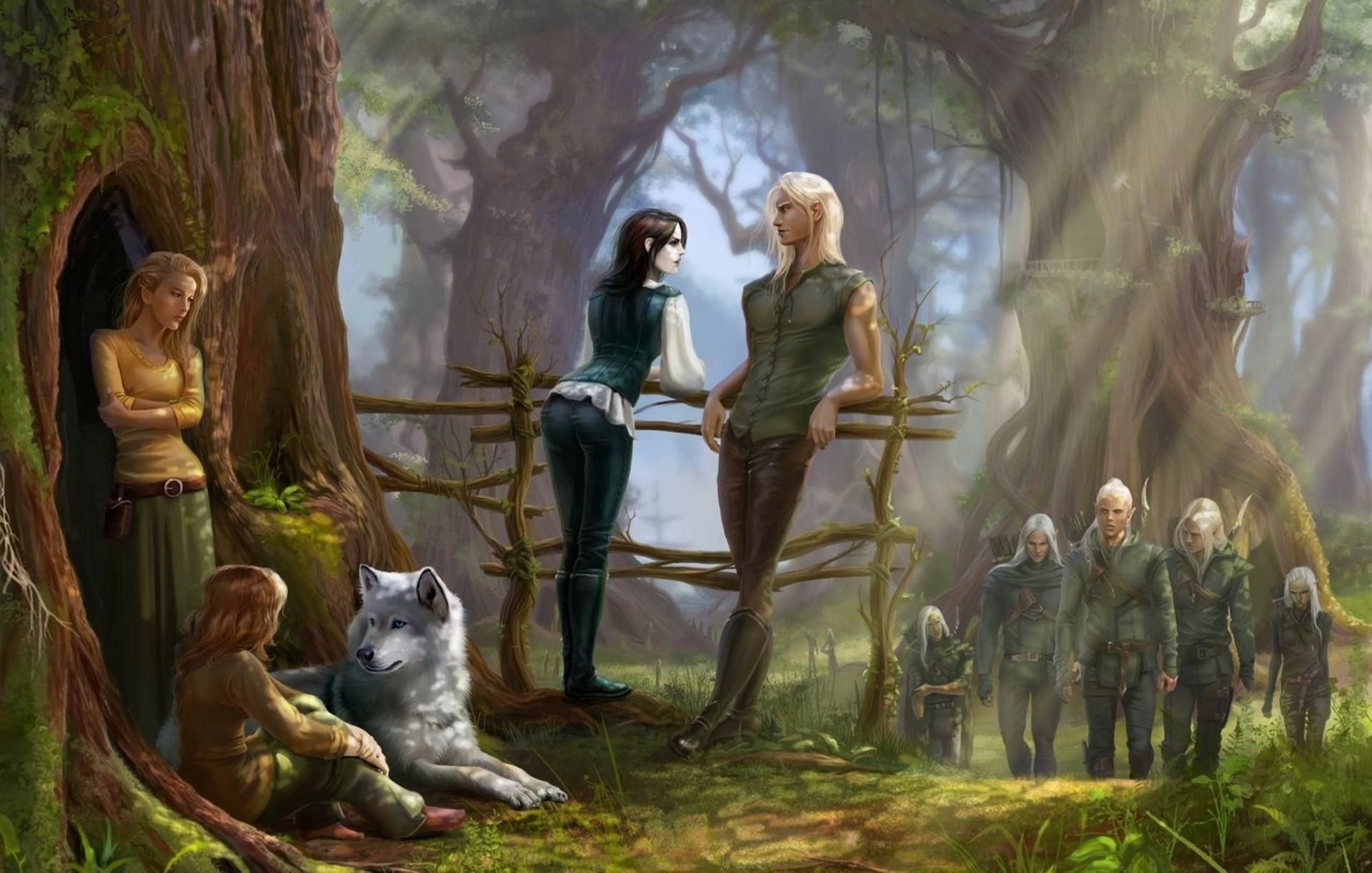 Elfi nella foresta con lupo, 1920x1222 Full HD+, PC