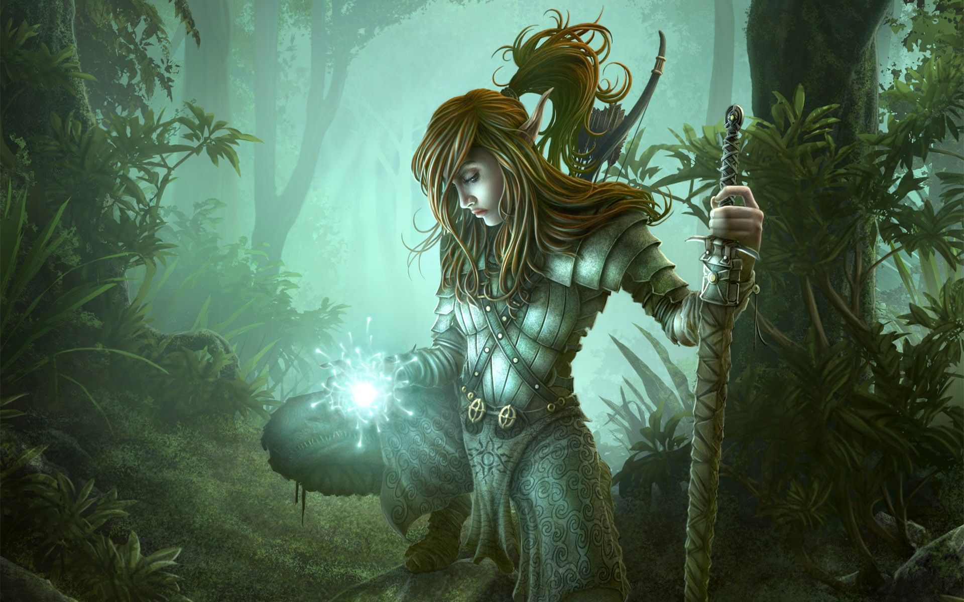 Elfo guerriero foresta magica, 1920x1200 Full HD+ WUXGA, Desktop