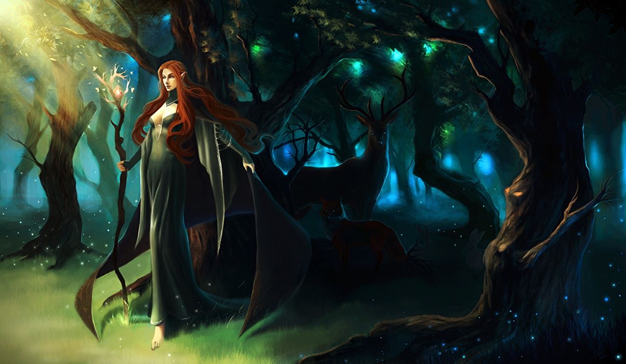 Elfa maga nella foresta magica, 1280x745 720p, PC