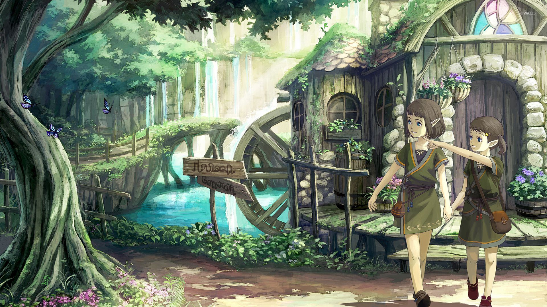 Villaggio elfico nella foresta, 1920x1080 1080p, PC Desktop