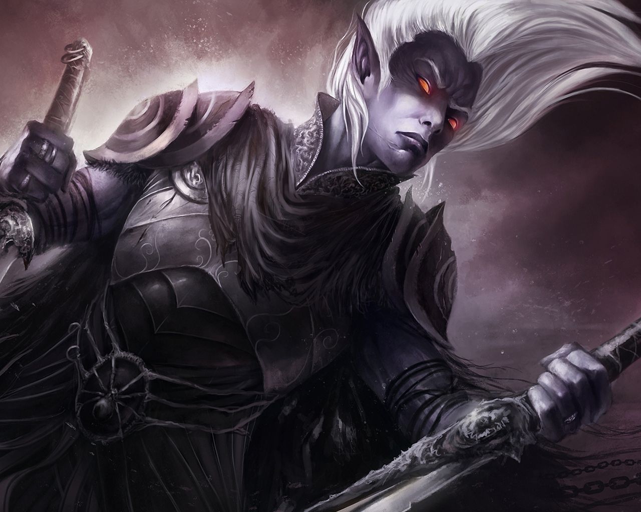 Elfo oscuro guerriero con spada, 1280x1024 720p, PC