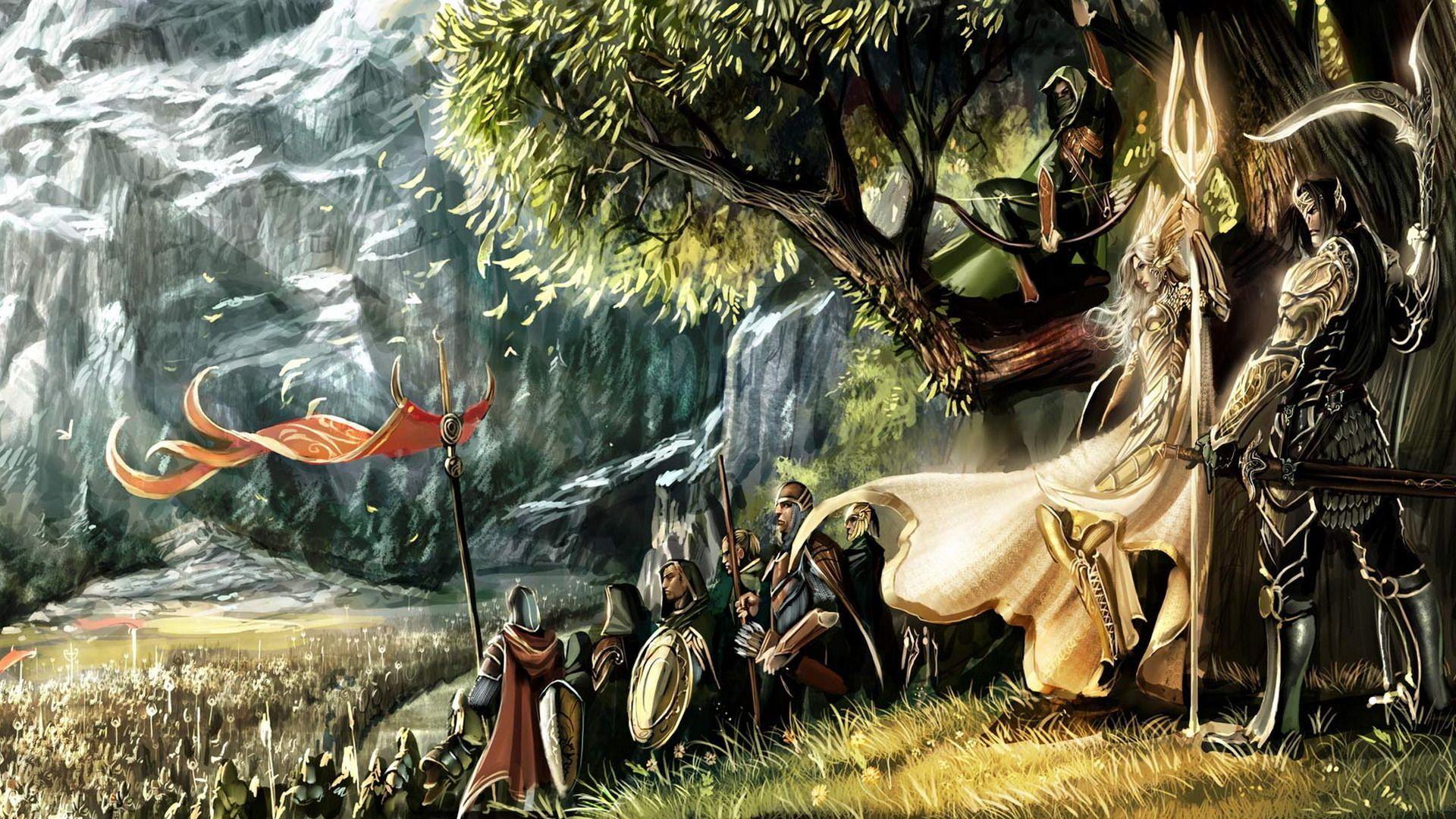 Elfi guerrieri e regina foresta, 1920x1080 Full HD 1080p, Desktop