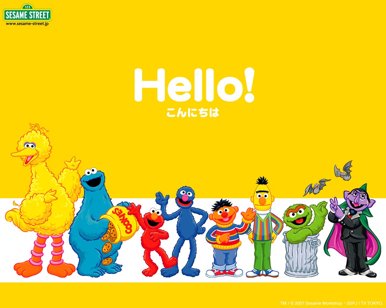 Personaggi Sesame Street sfondo giallo, 1280x1024 HD, Notebook Gaming