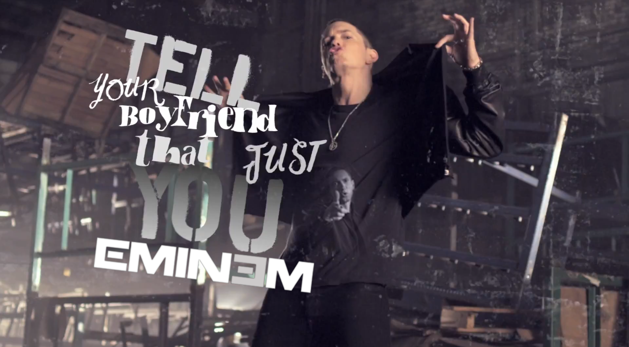 Eminem che canta, testo sovrapposto, 1280x706 720p, Ultrabook