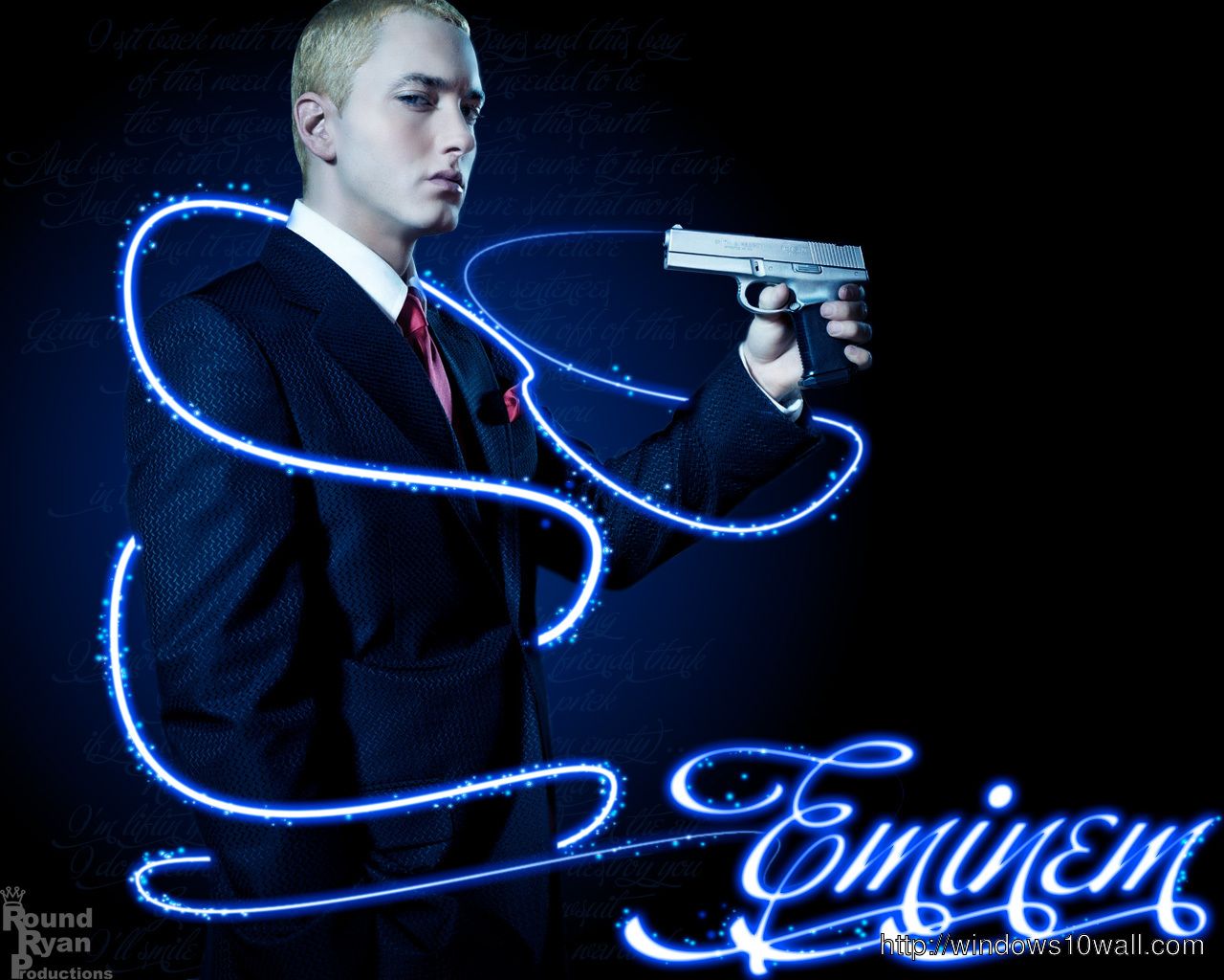 Eminem con pistola, luci blu, 1280x1024 HD, Lenovo Legion