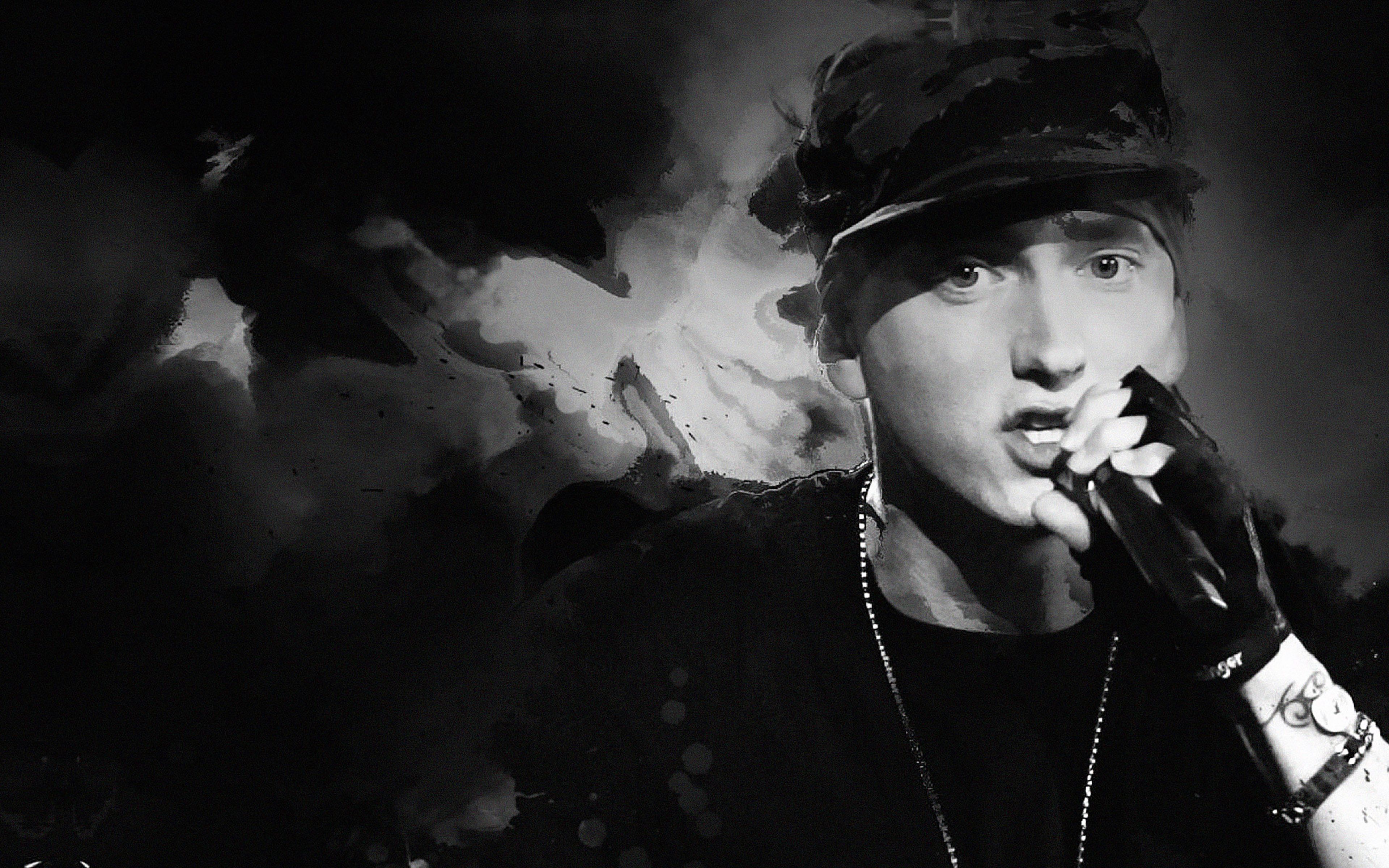 Eminem ritratto bianco e nero, 3840x2400 Ultra HD, Notebook