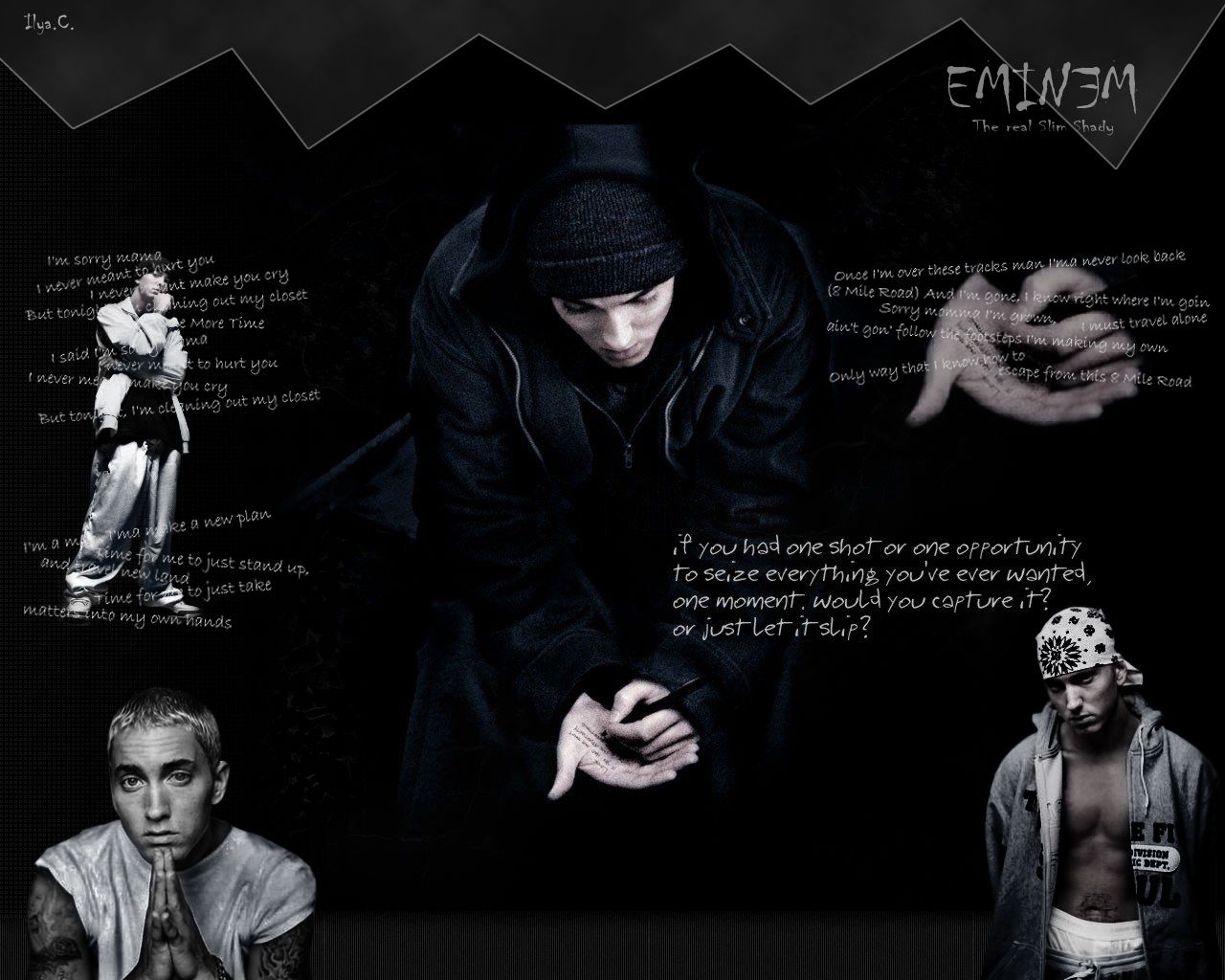 Eminem collage bianco e nero, 1280x1024 720p, Dell XPS
