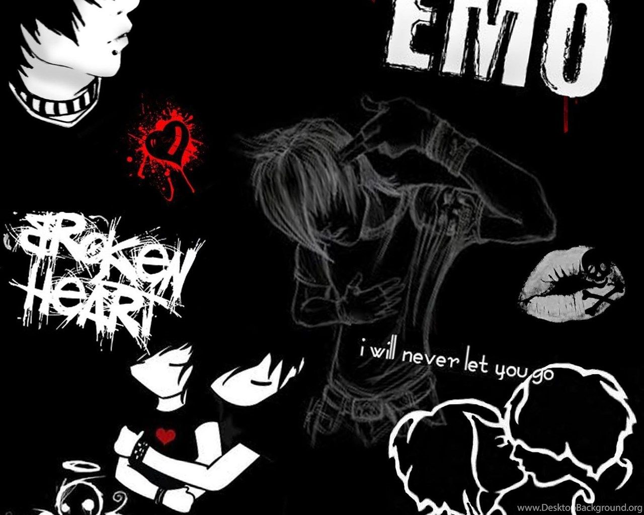 Collage emo disegni bianco nero, 1280x1024 HD, Desktop