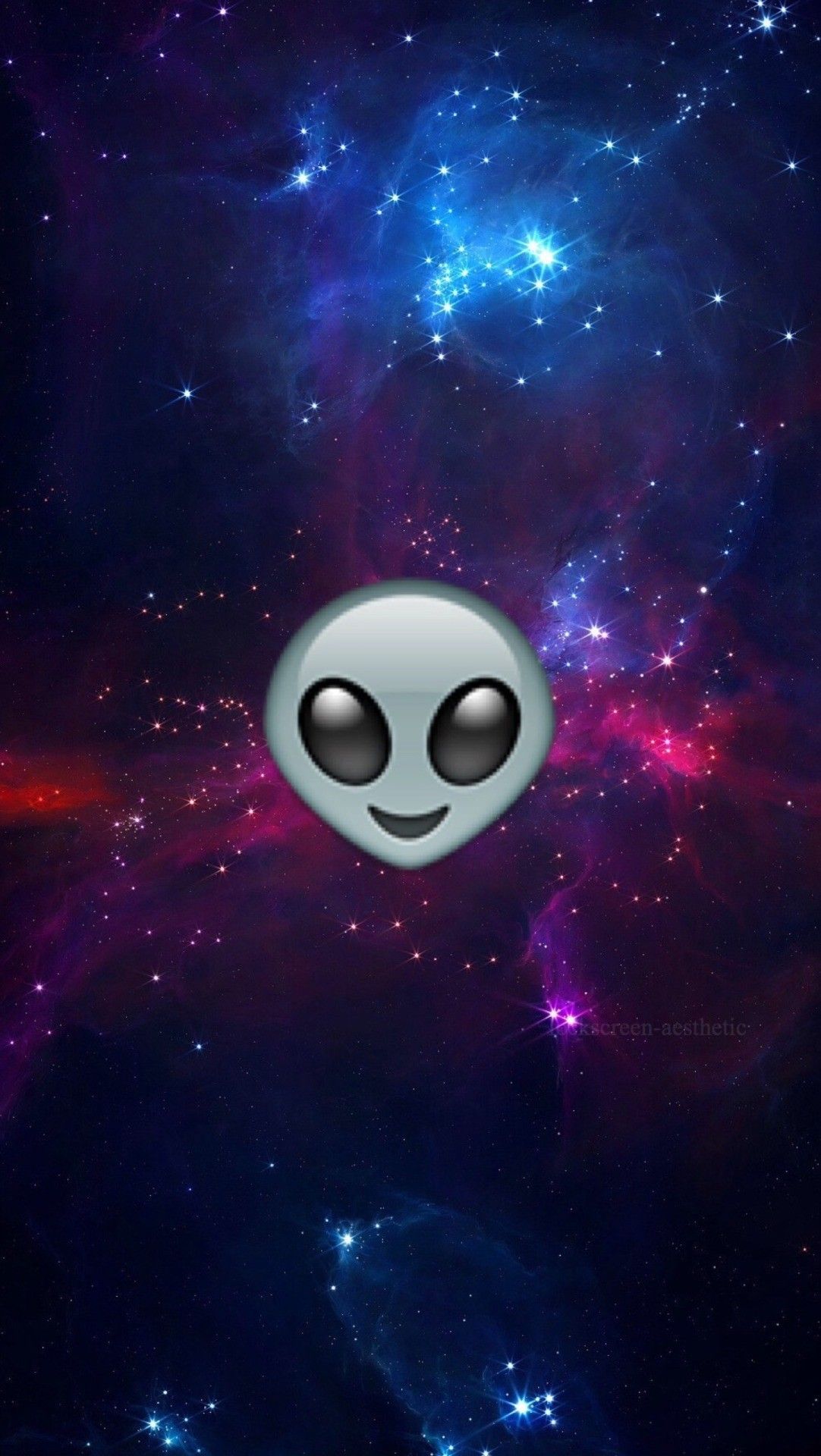 Emoji alieno su galassia, 1082x1920 Verticale, Mobile