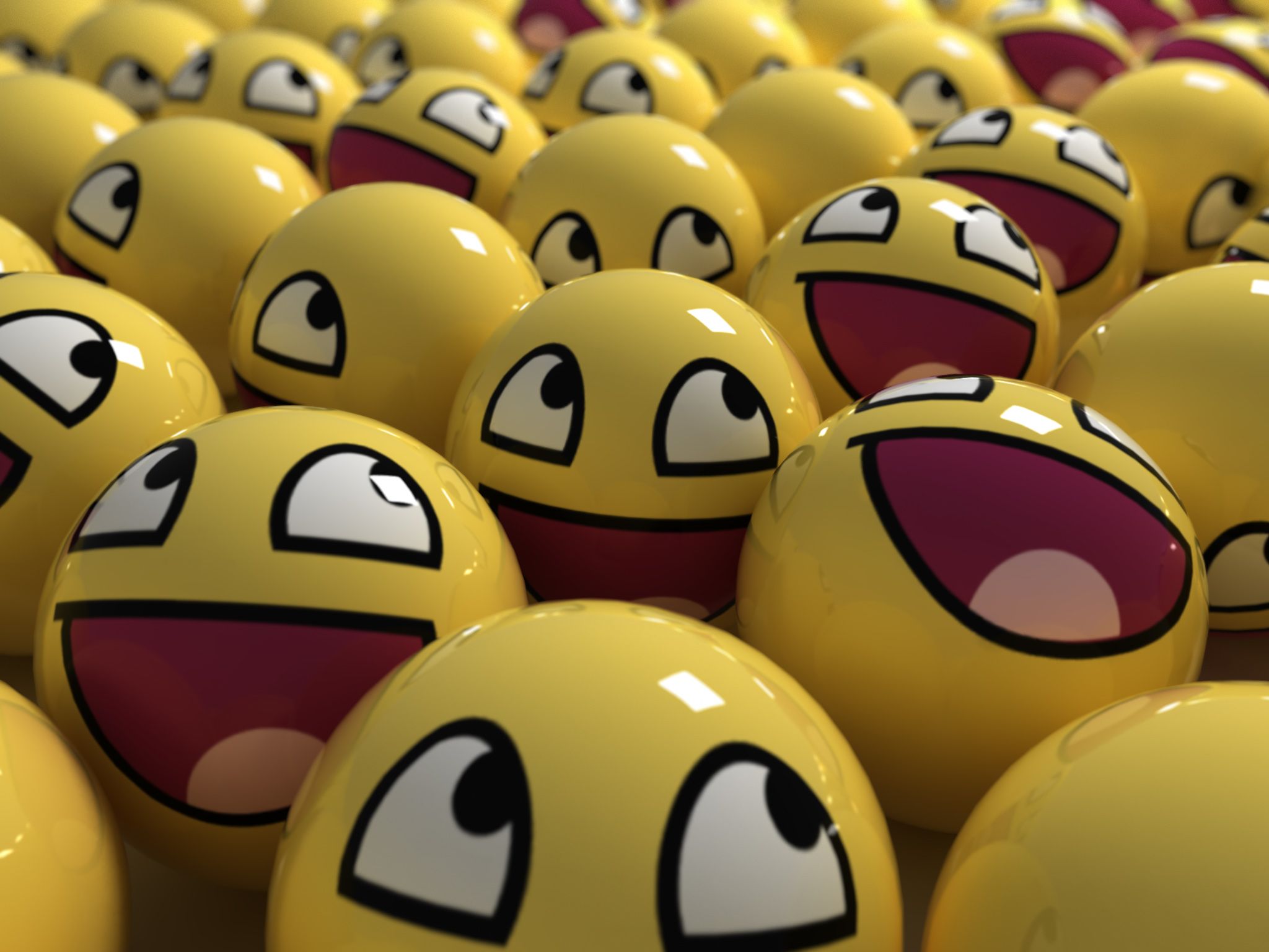 Palline gialle sorriso 3D, 2048x1536 alta risoluzione, PC Desktop