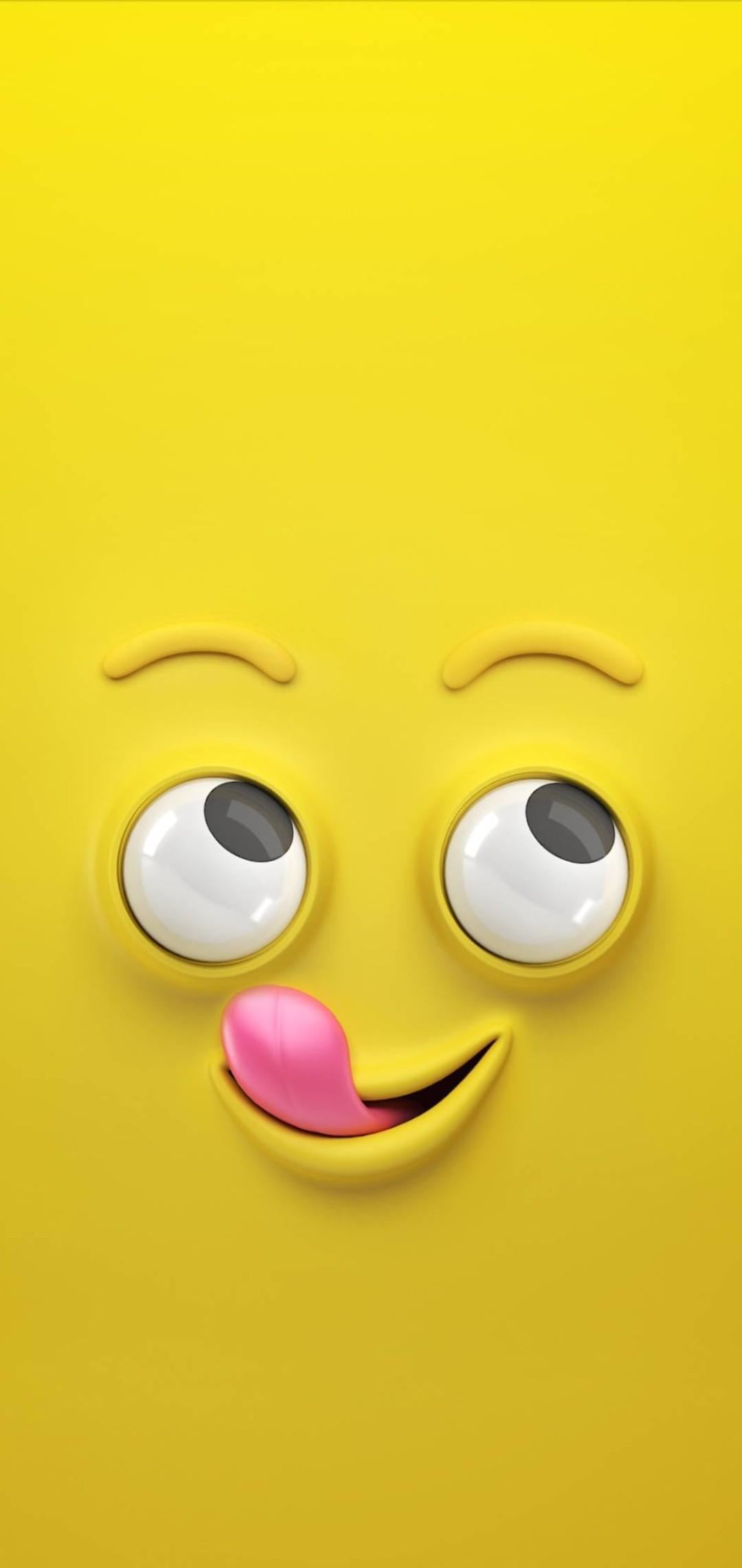 Emoji giallo faccia buffa 3D, 1080x2280 Full HD Verticale, Realme