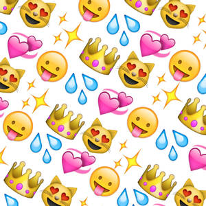 Pattern emoji cuori corone gocce, 300x300 HD, Desktop