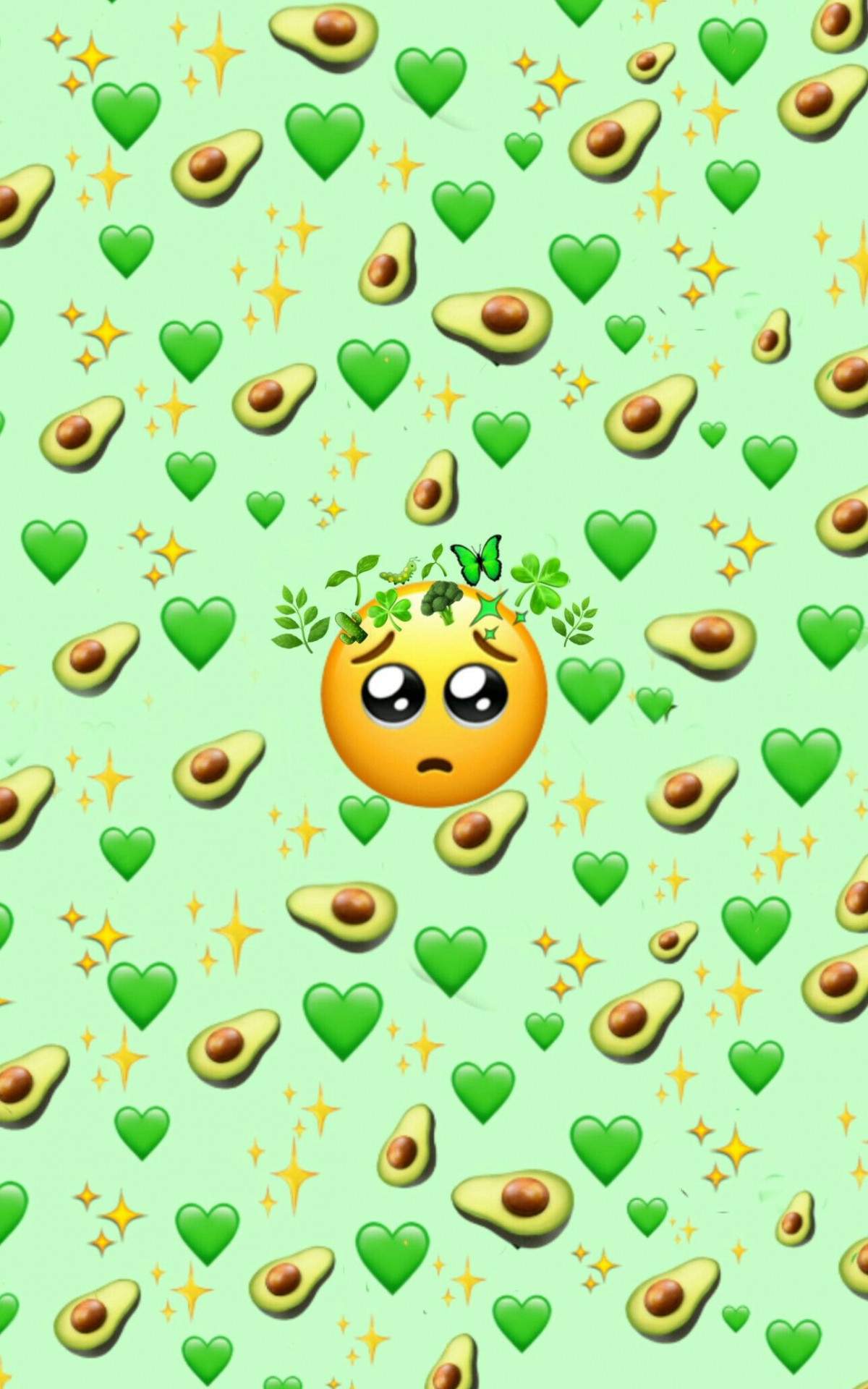 Emoji cuori e avocado verde, 1200x1920 Full HD Verticale, iPhone