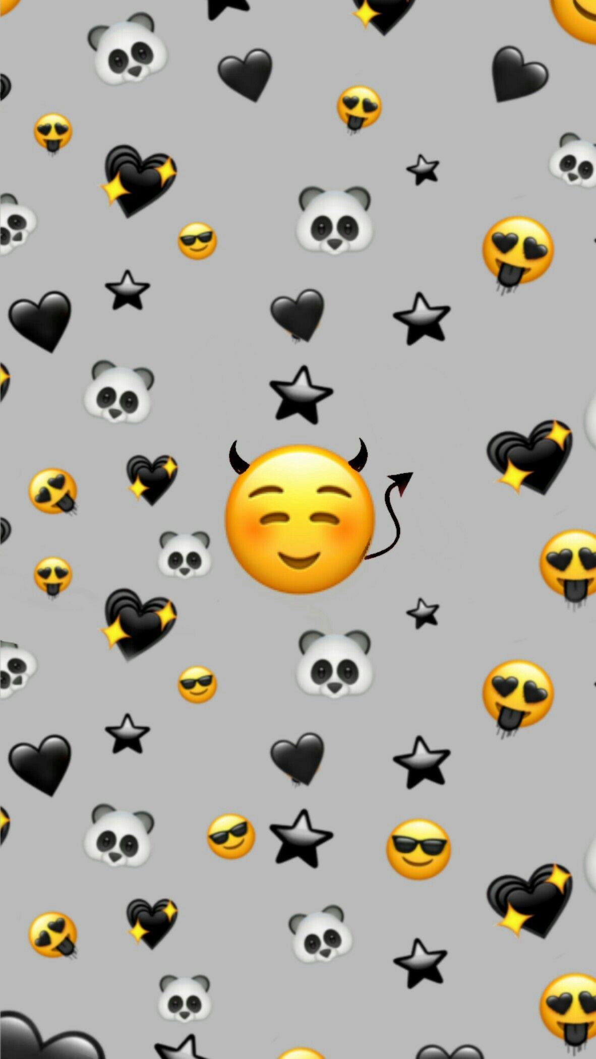Pattern emoji panda cuori, 1182x2101 Full HD Verticale, Smartphone