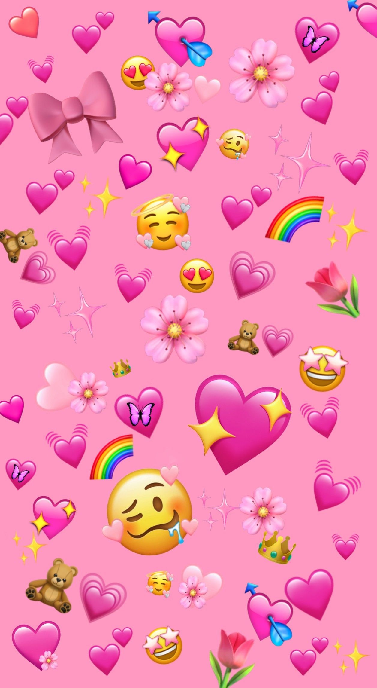 Emoji cuori rosa pattern, 1256x2289 Full HD Verticale, Smartphone