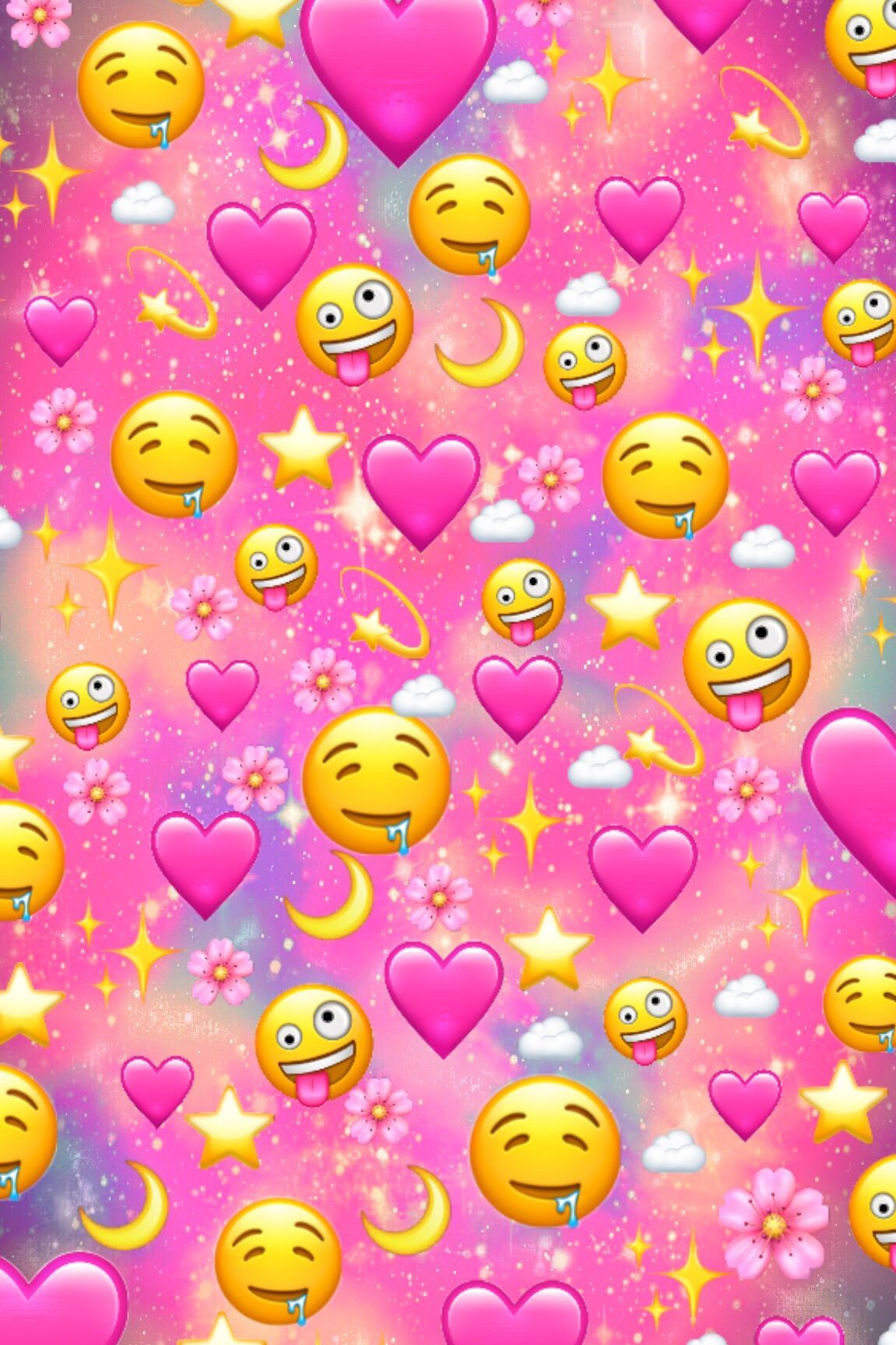Emoji cuori sfondo rosa galassia, 1151x1727 Verticale, Telefono