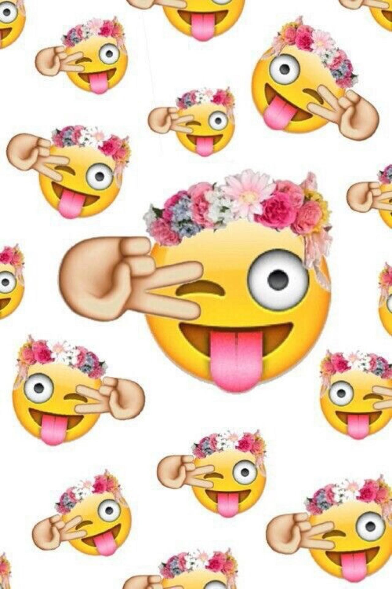 Emoji faccine con corona fiori, 1280x1920 Verticale, Mobile